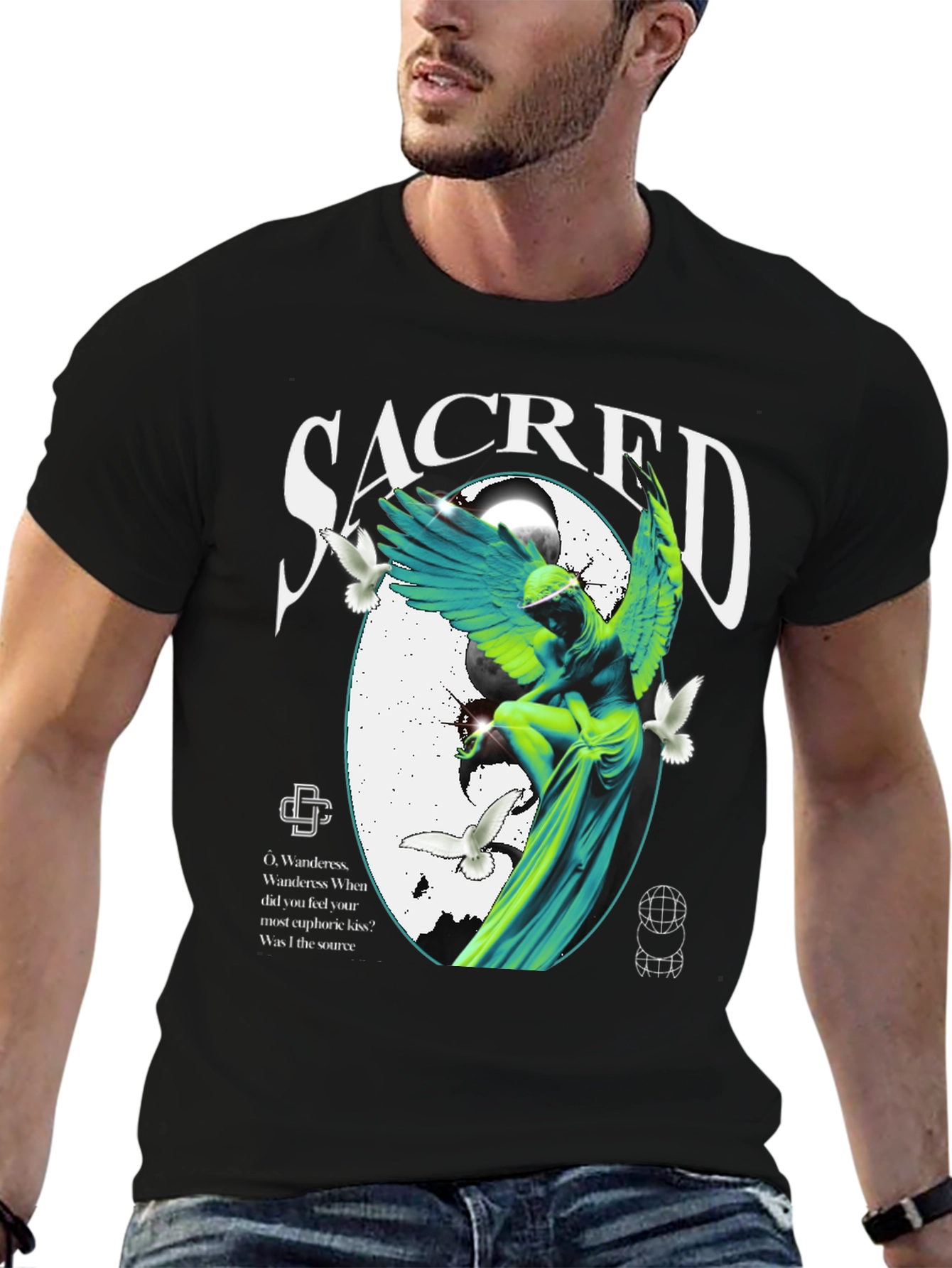 Sacred Angel Graphic Black T-Shirt