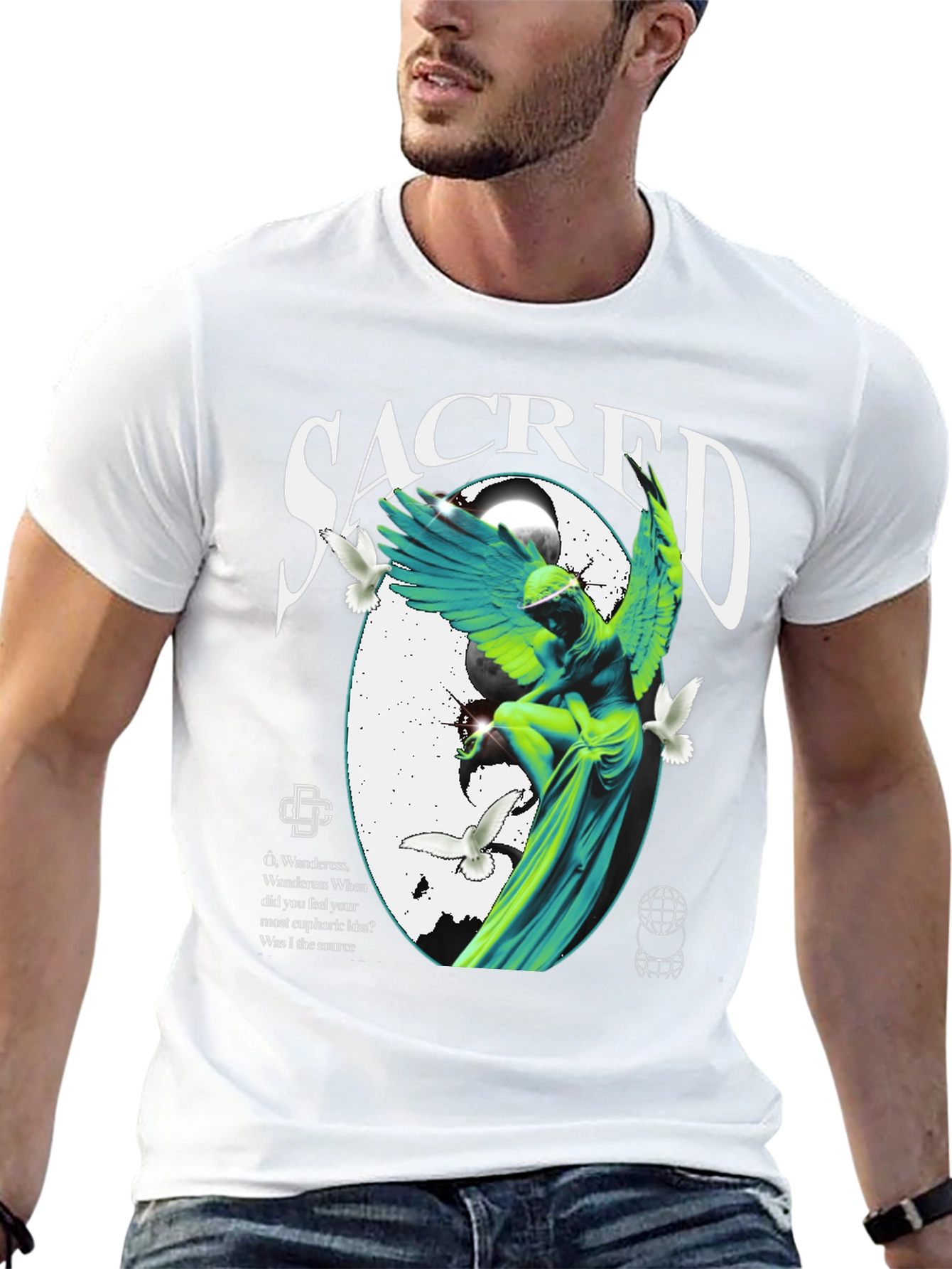 Sacred Angel Graphic Black T-Shirt