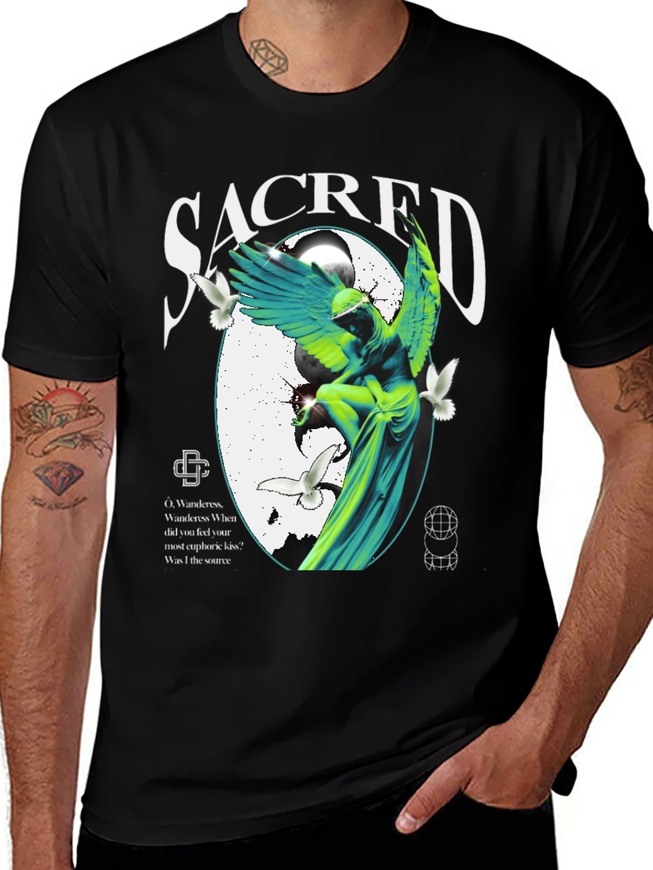 Sacred Angel Graphic Black T-Shirt