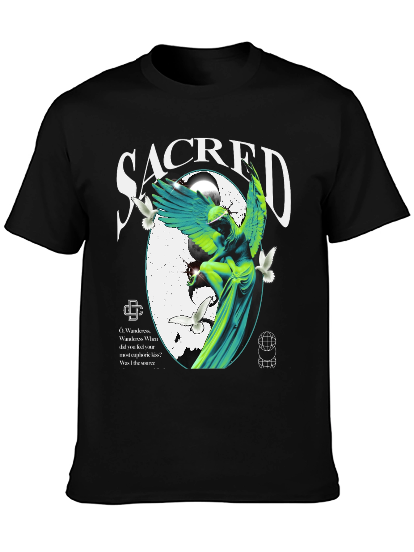 Sacred Angel Graphic Black T-Shirt