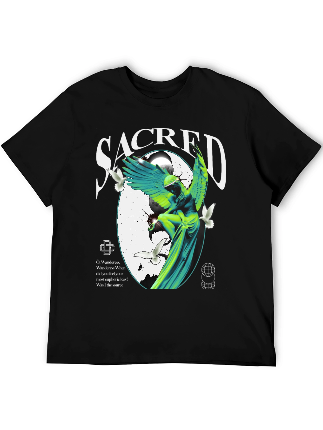 Sacred Angel Graphic Black T-Shirt