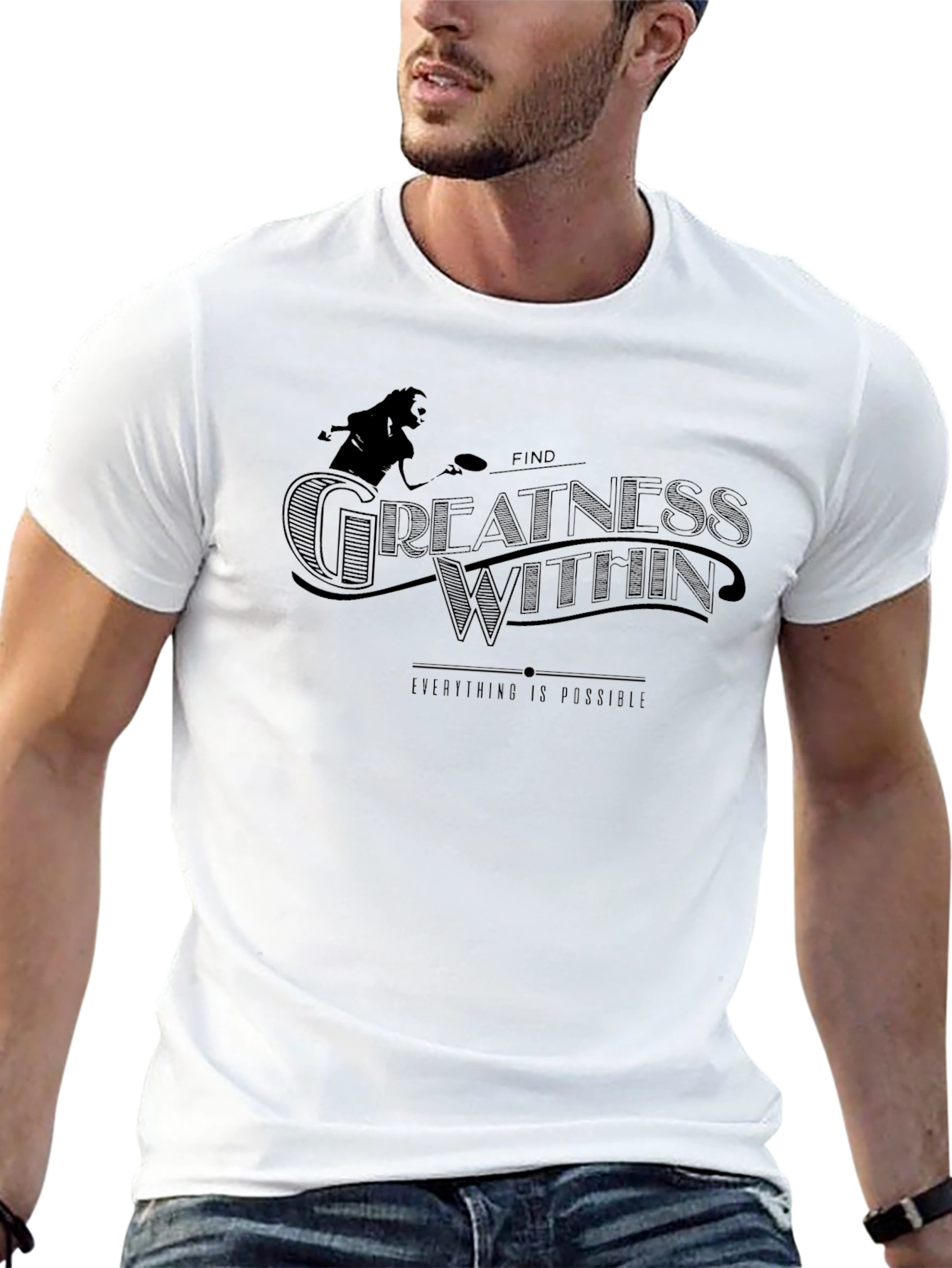 Motivational Black Graphic Tee - Find Greatness Within