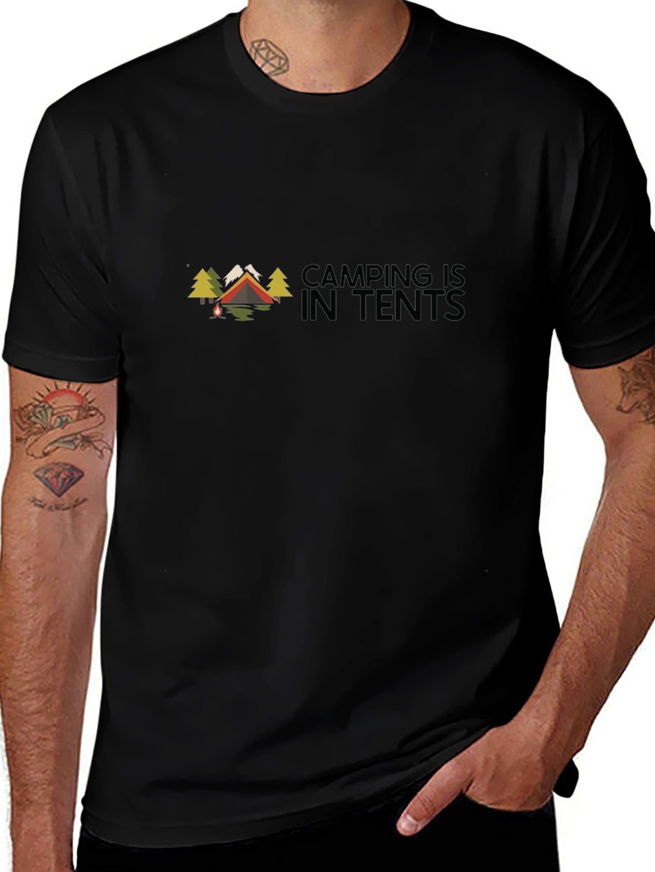 Camping Is In Tents Black Graphic Tee
