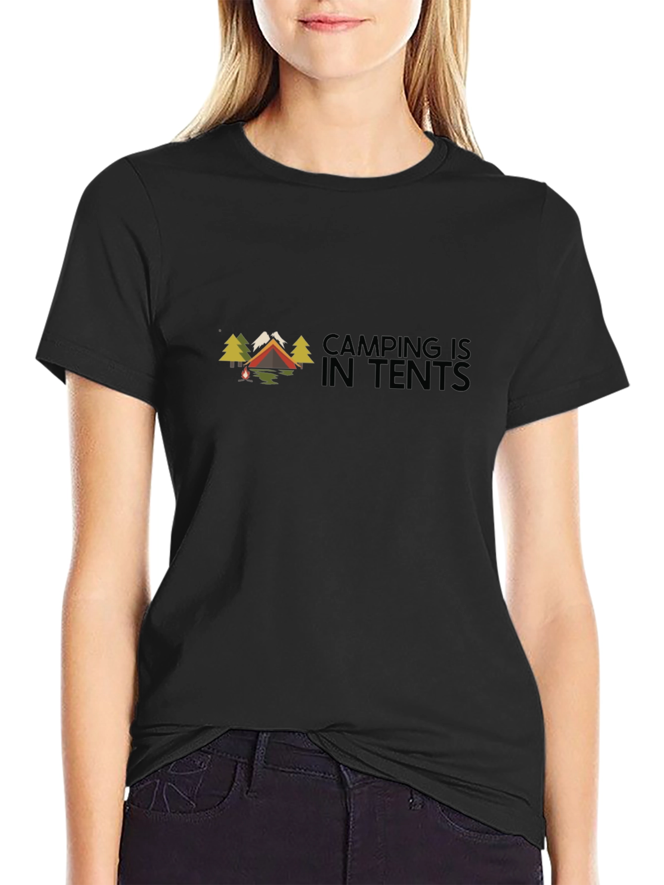 Camping Is In Tents Black Graphic Tee