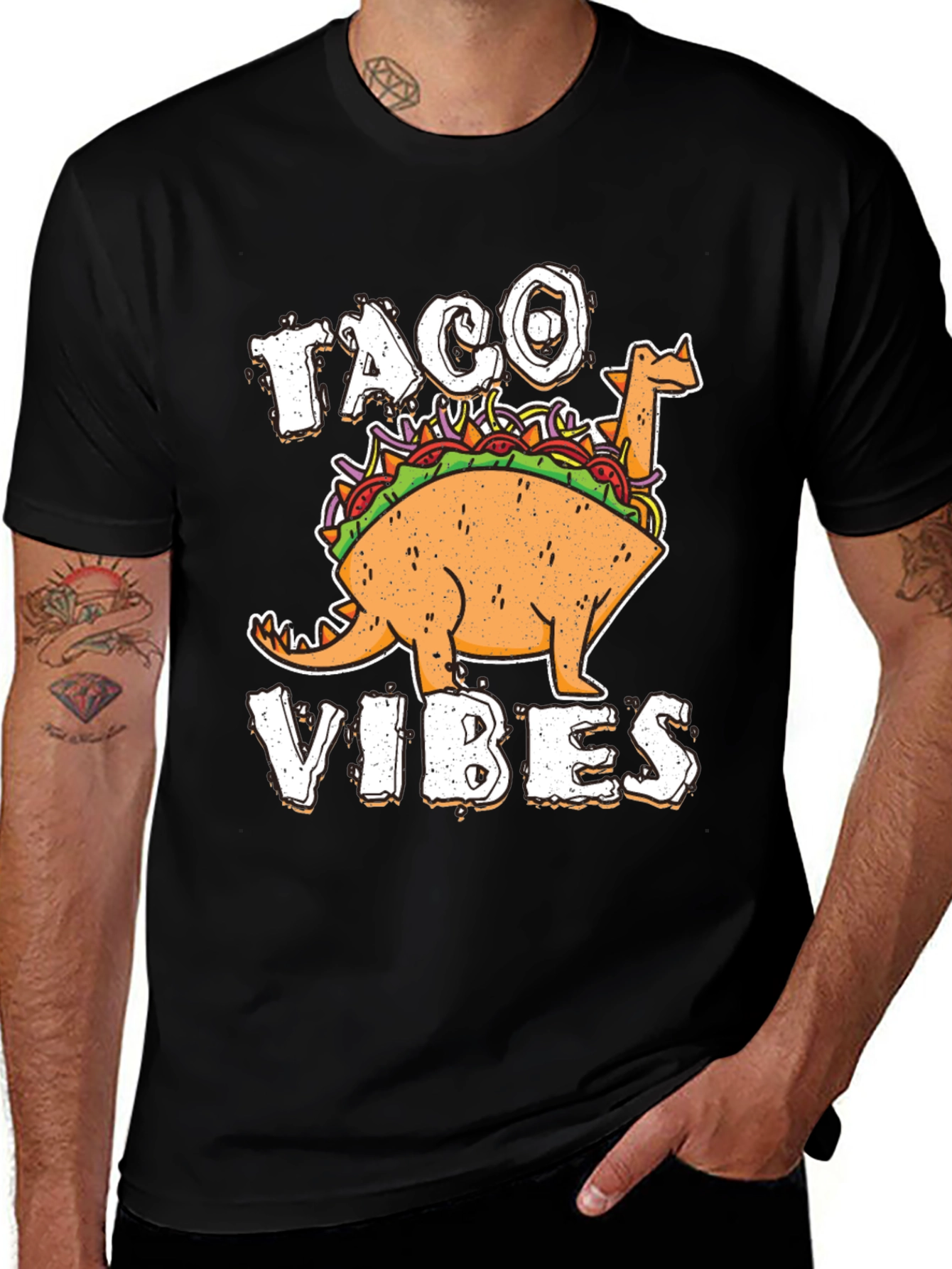 Taco Vibes Funny Dinosaur T-Shirt