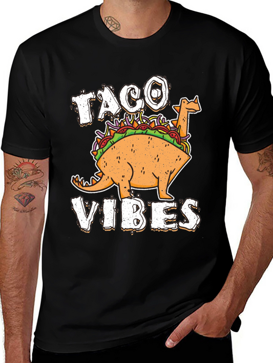 Taco Vibes Funny Dinosaur T-Shirt