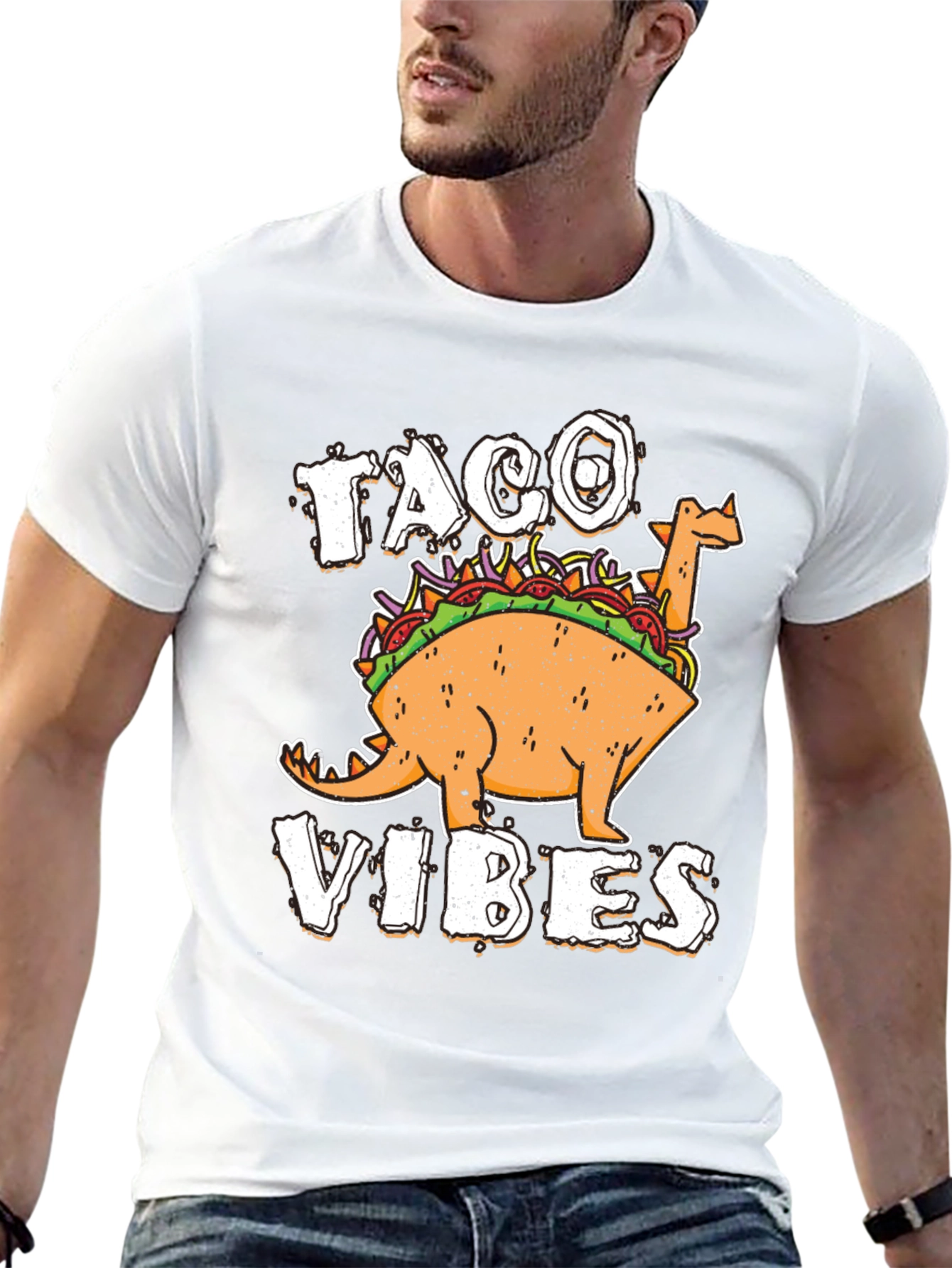 Taco Vibes Funny Dinosaur T-Shirt