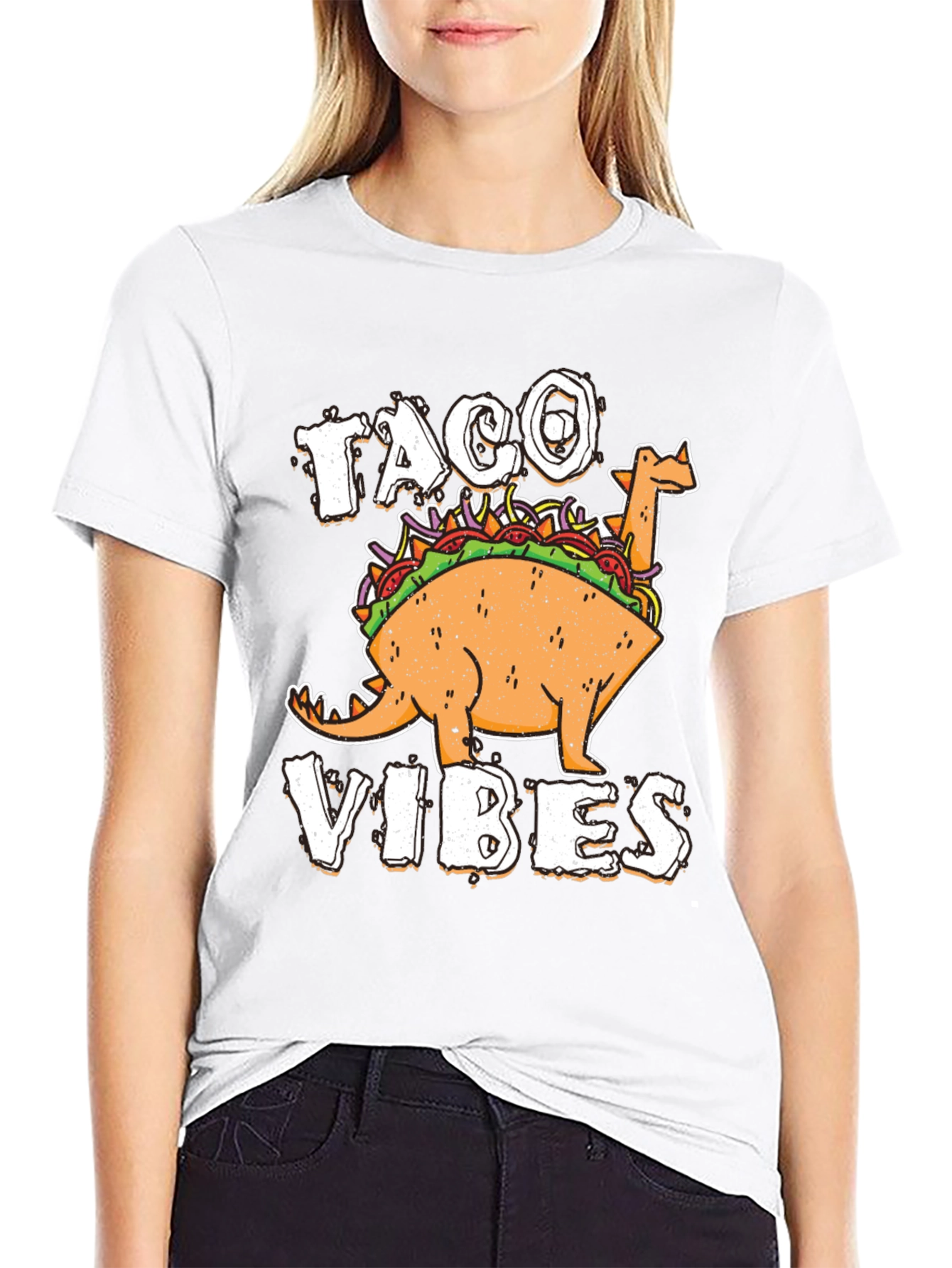 Taco Vibes Funny Dinosaur T-Shirt