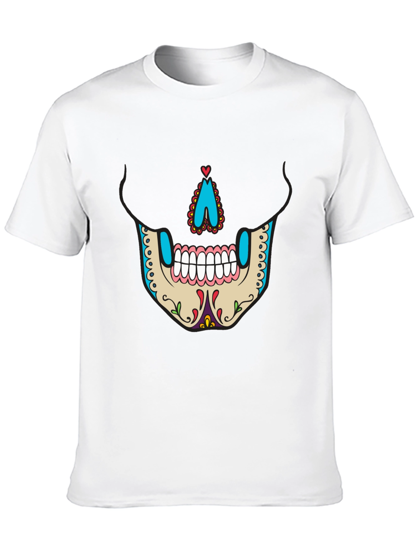 Sugar Skull Face Graphic Tee - Mens Black T-Shirt
