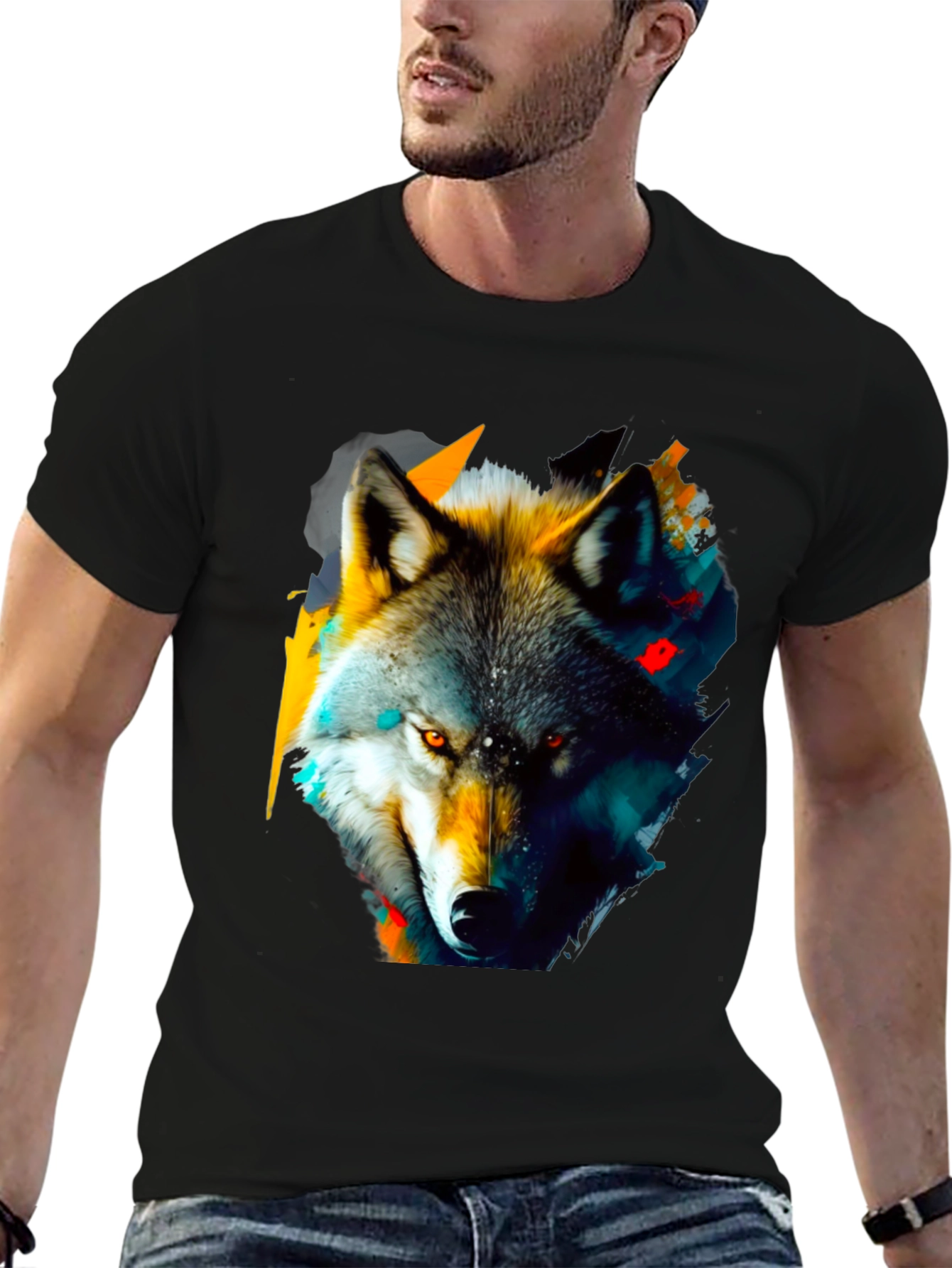 Wolf Graphic Print T-Shirt - Stylish Animal Design