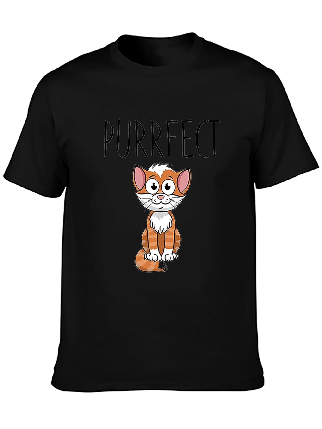 Purrfect Cat Graphic T-Shirt - Black