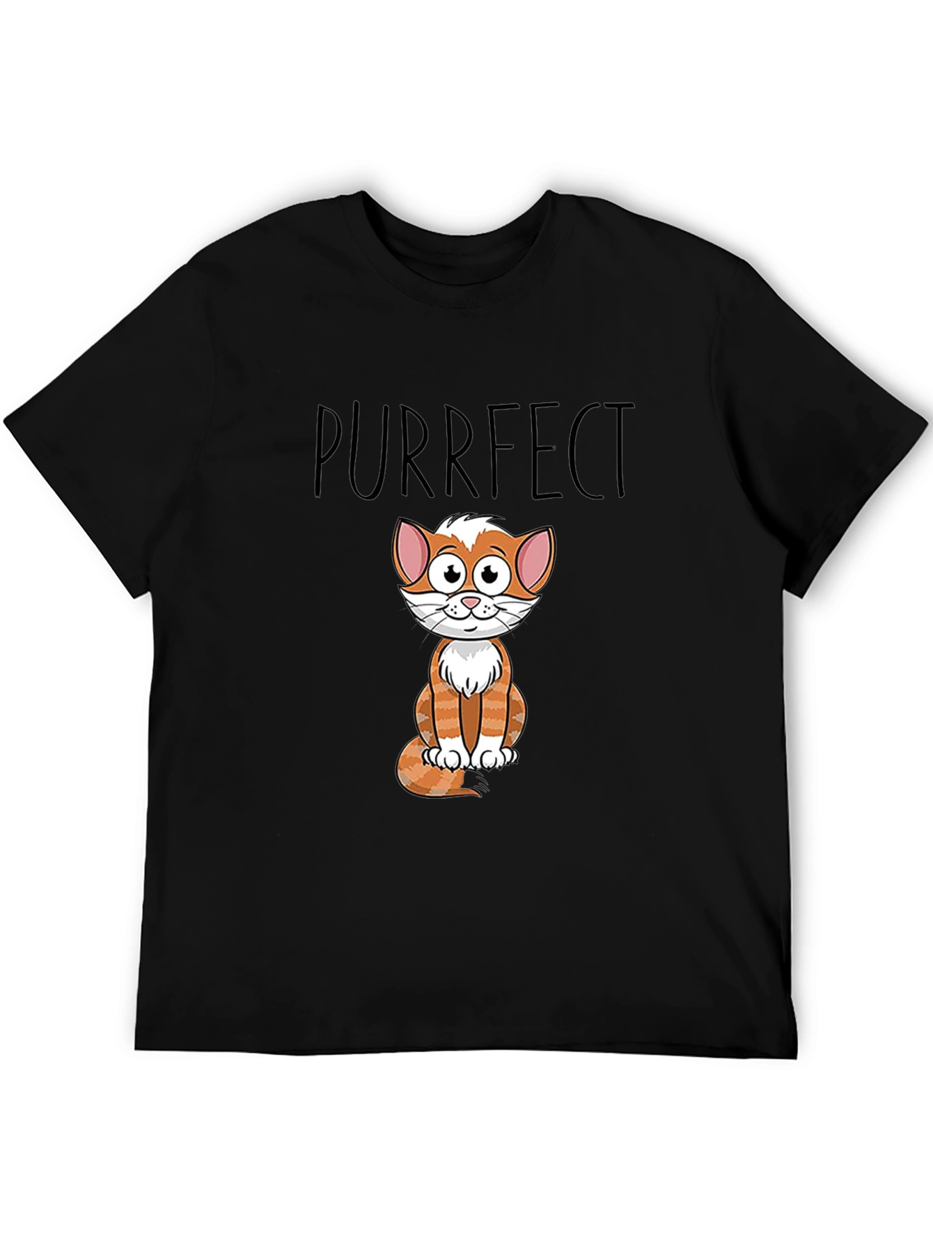 Purrfect Cat Graphic T-Shirt - Black