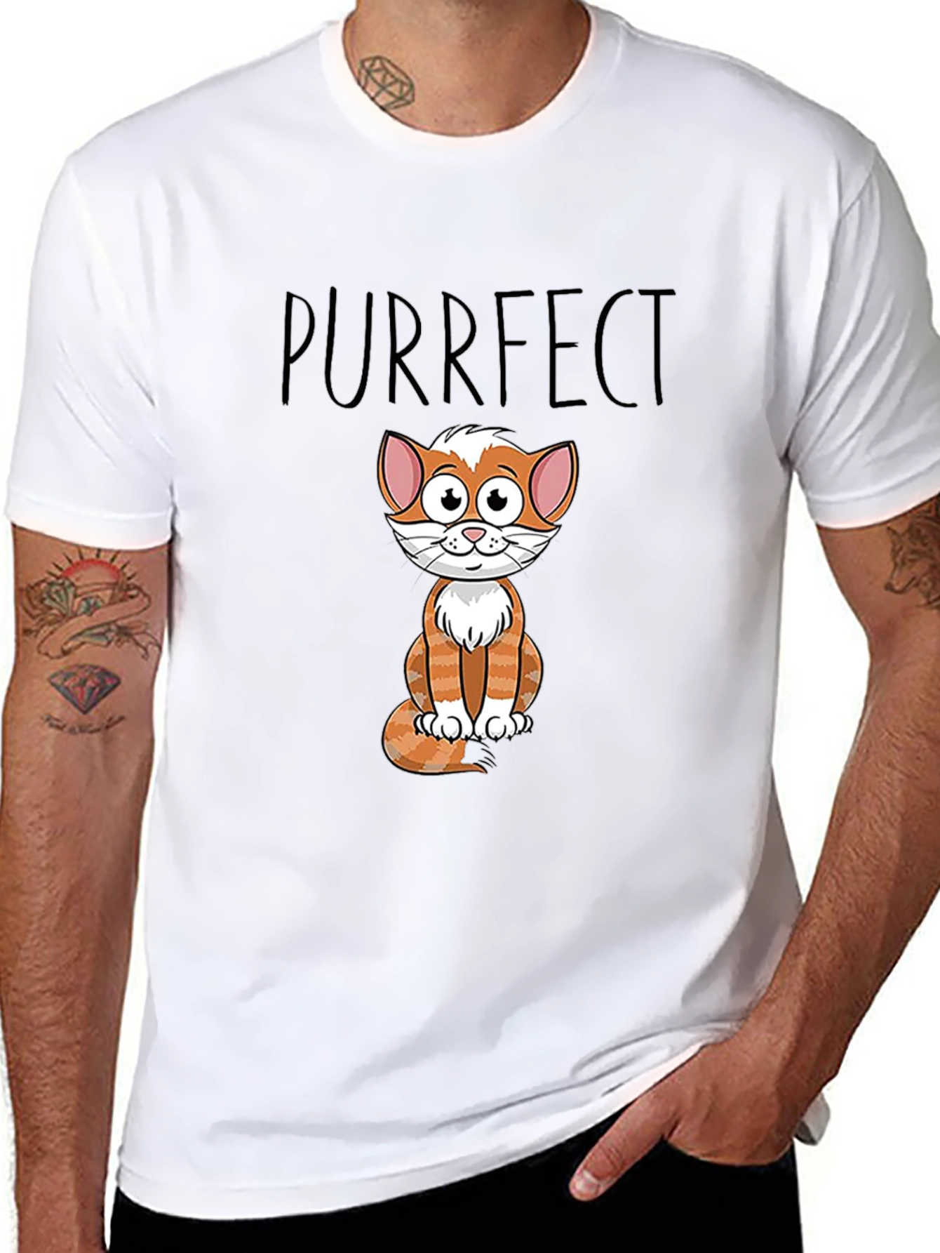 Purrfect Cat Graphic T-Shirt - Black