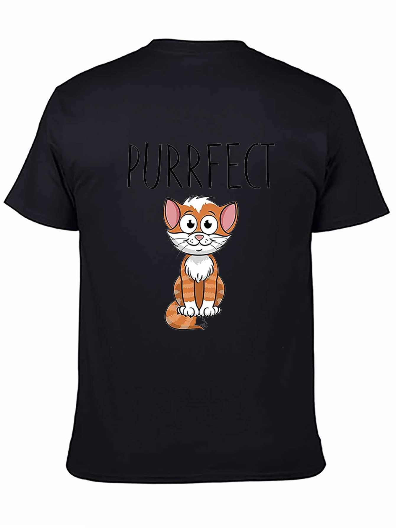 Purrfect Cat Graphic T-Shirt - Black