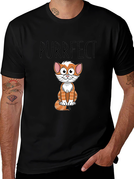 Purrfect Cat Graphic T-Shirt - Black