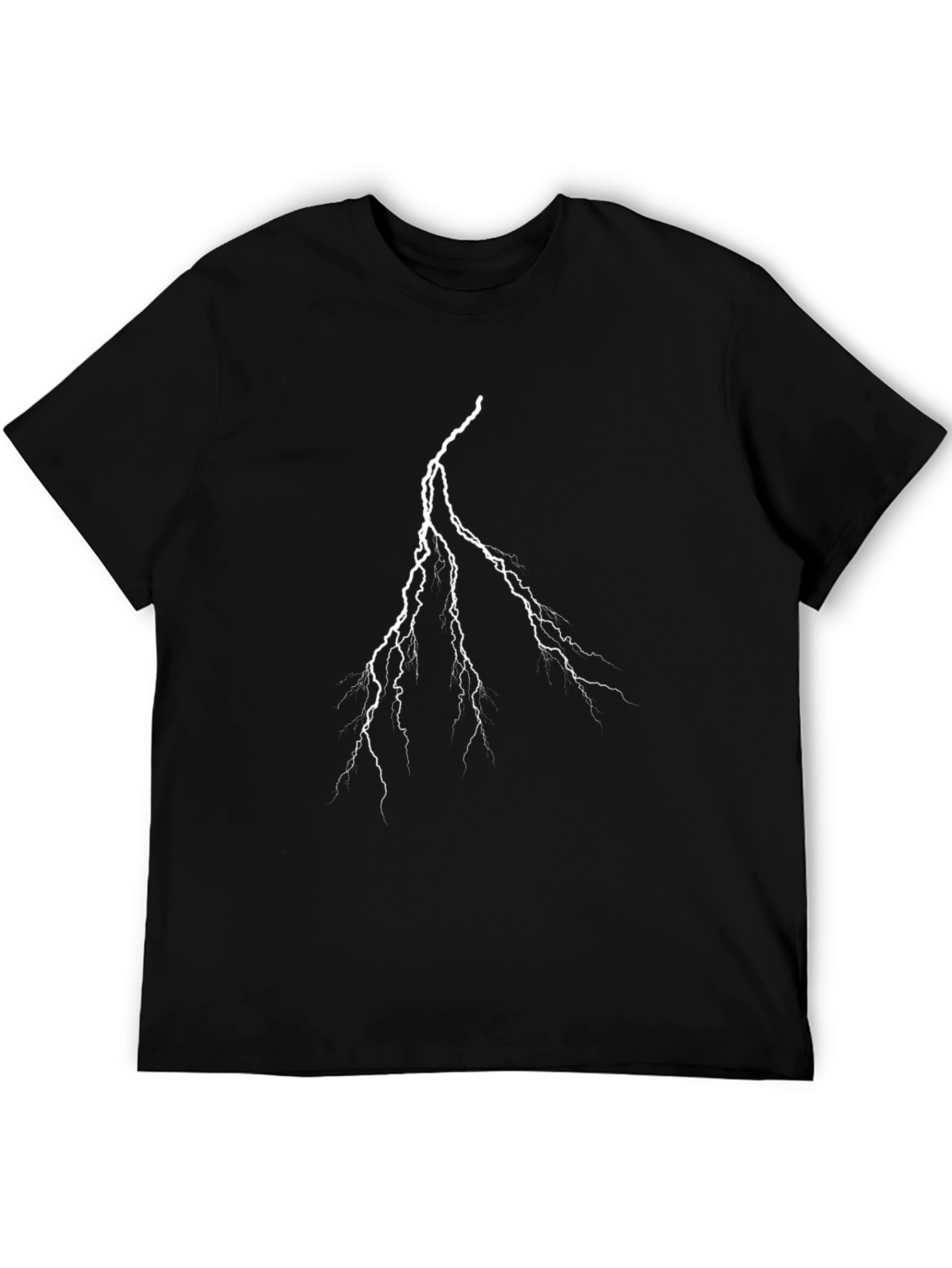 Lightning Bolt Graphic Tee - Black Cotton T-Shirt
