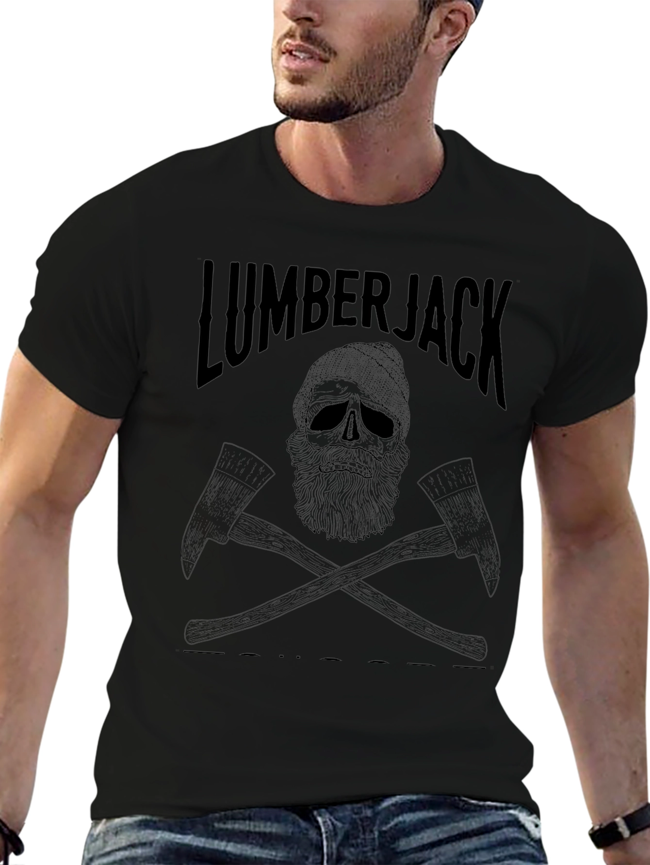 Lumberjack Skull Graphic T-Shirt - Classic Crew Neck Tee
