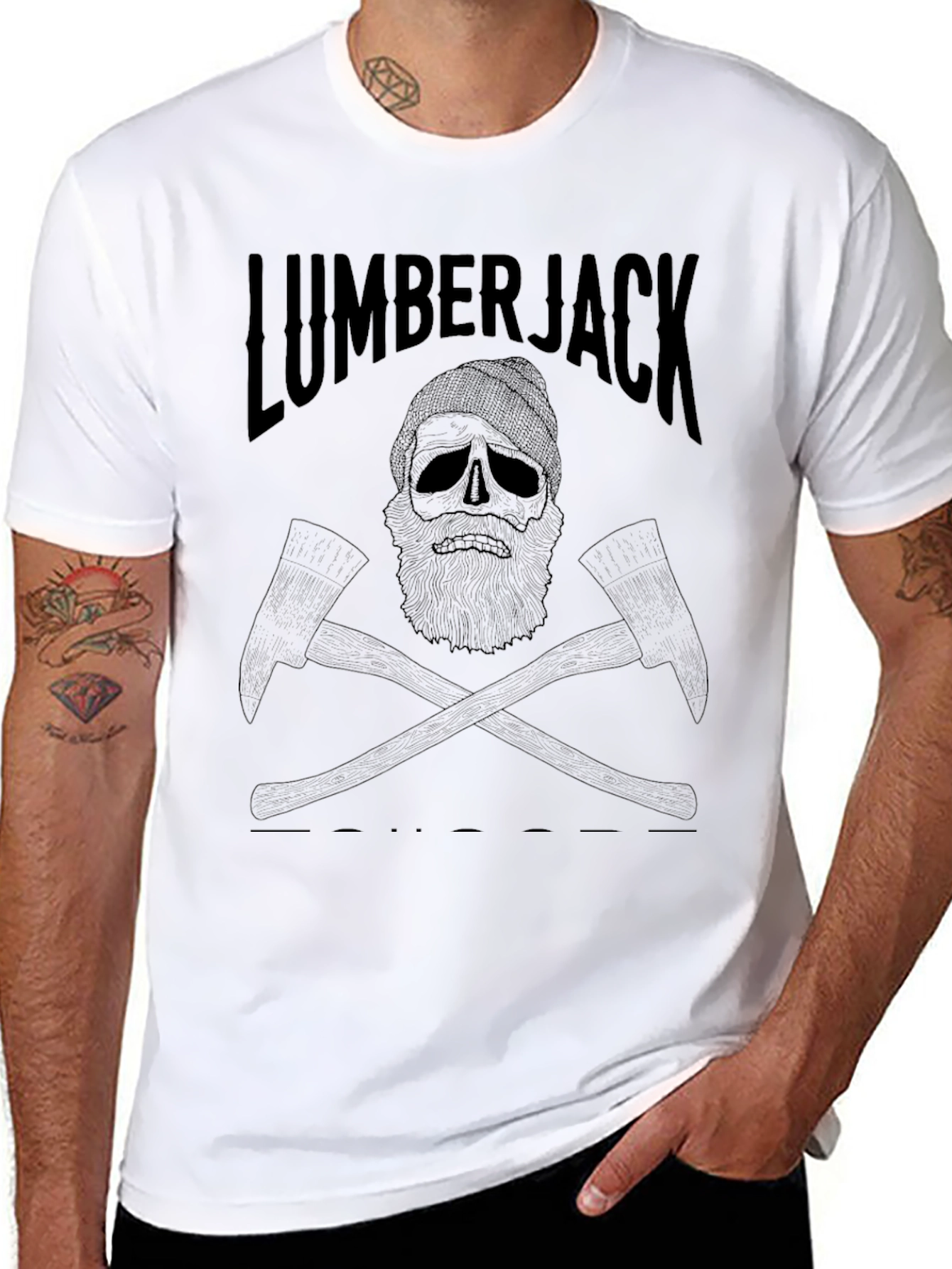 Lumberjack Skull Graphic T-Shirt - Classic Crew Neck Tee