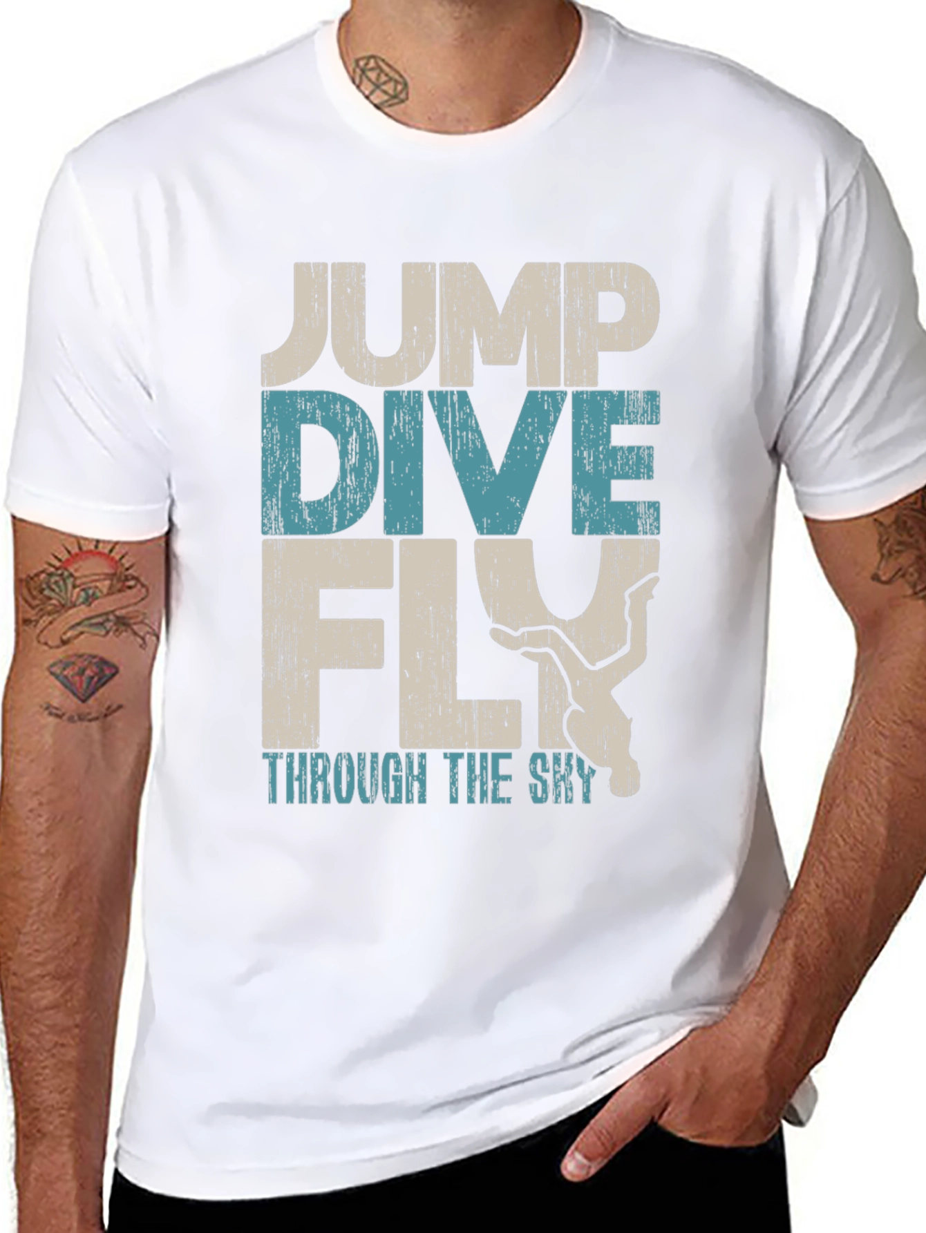 Jump Dive Fly Graphic Tee - Skydiving Adventure Shirt