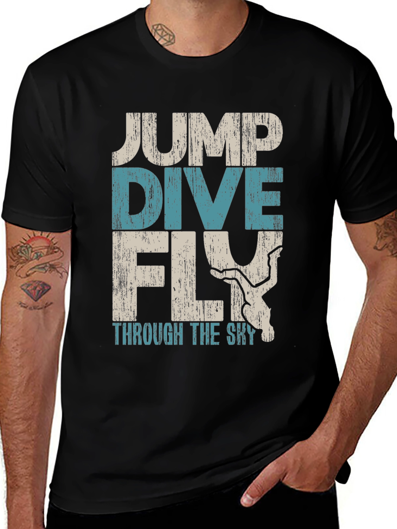 Jump Dive Fly Graphic Tee - Skydiving Adventure Shirt