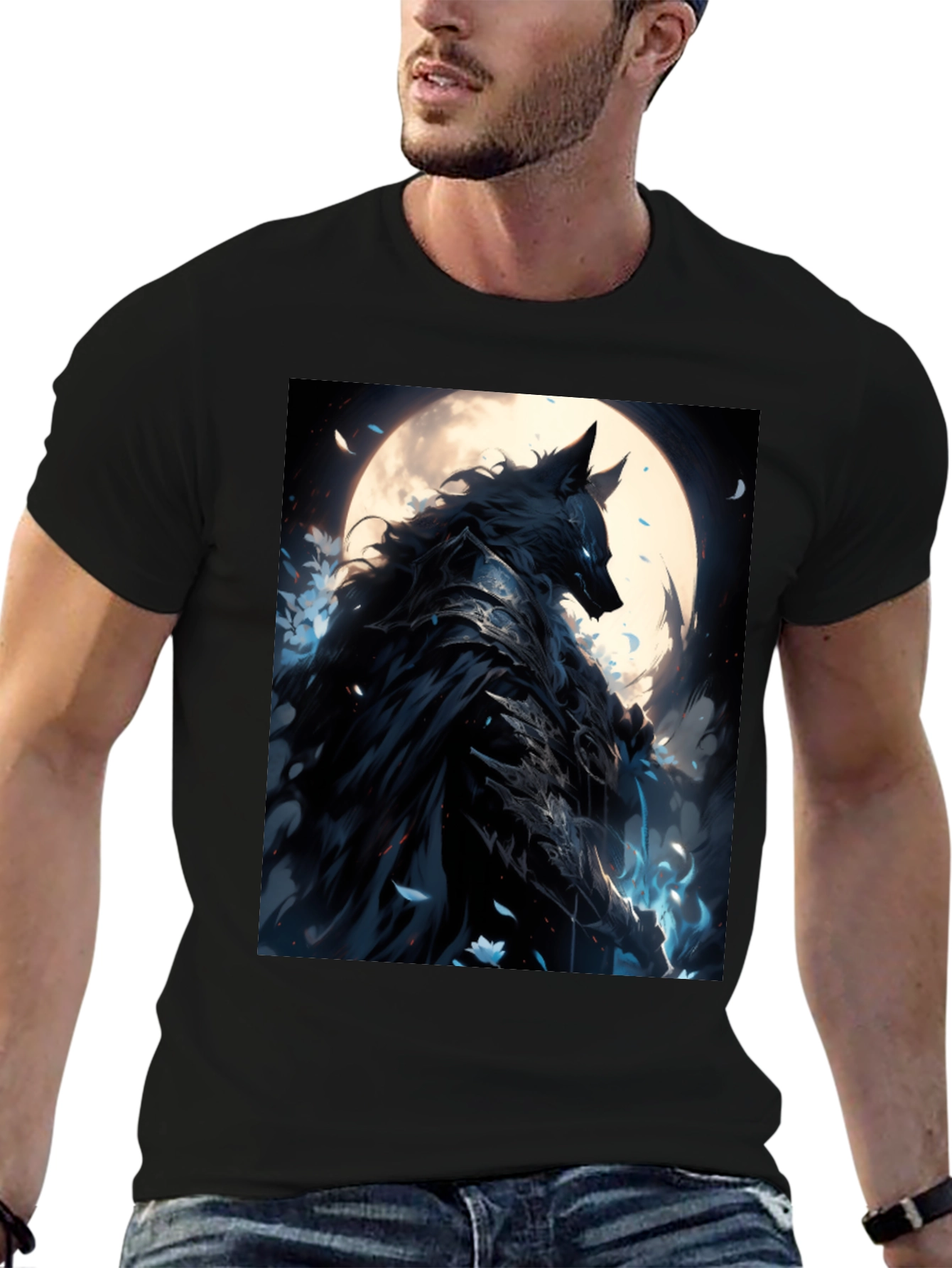 Wolf Knight Graphic Tee - Black T-Shirt