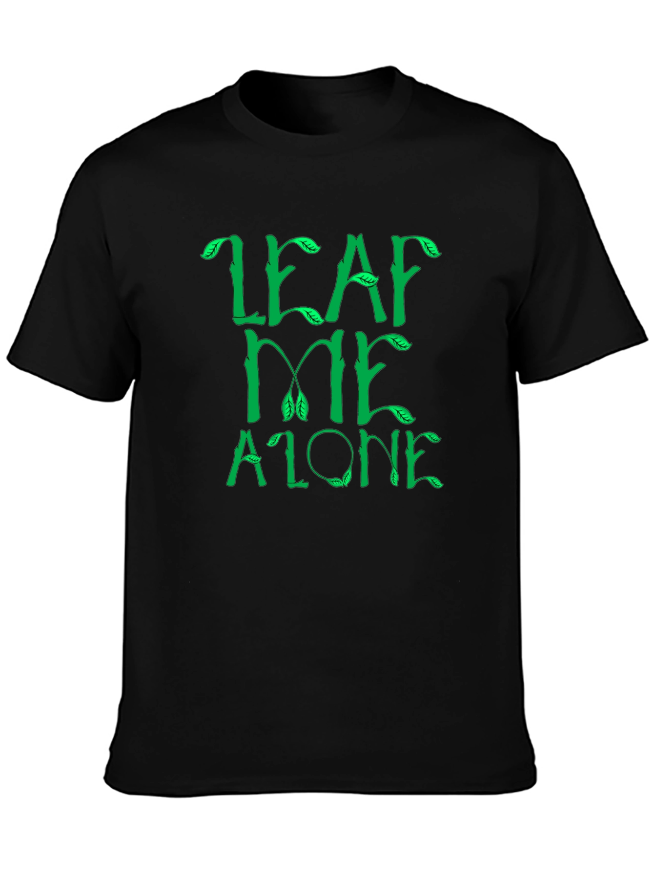 Leaf Me Alone Graphic Tee - Black Cotton T-Shirt