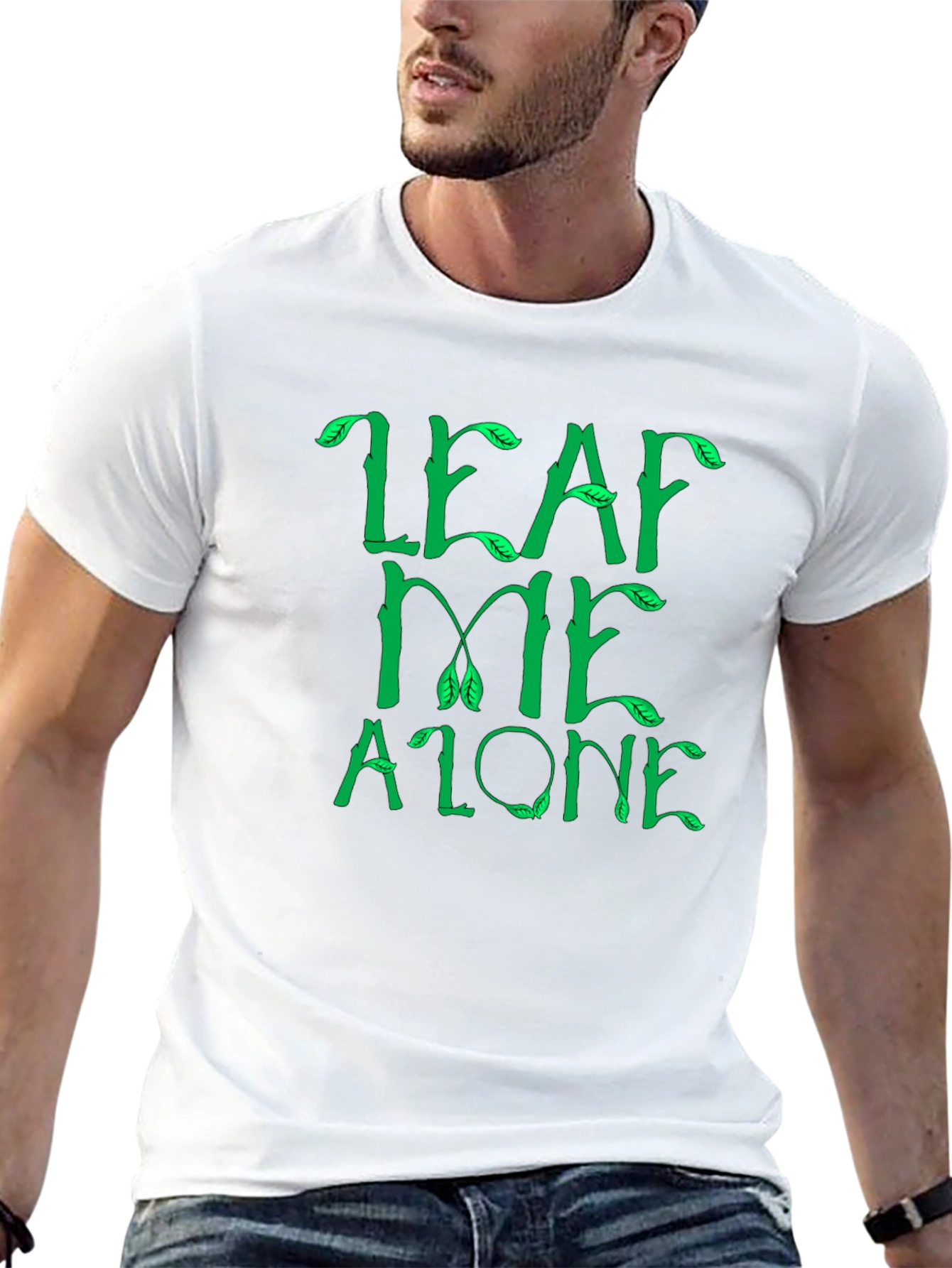 Leaf Me Alone Graphic Tee - Black Cotton T-Shirt