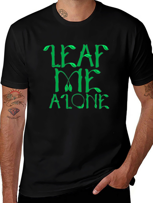 Leaf Me Alone Graphic Tee - Black Cotton T-Shirt