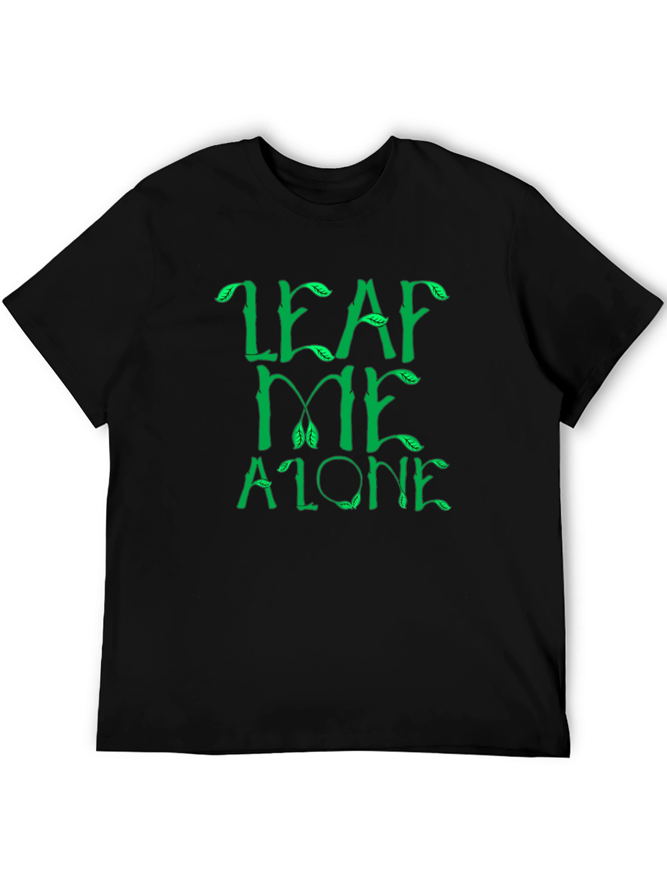 Leaf Me Alone Graphic Tee - Black Cotton T-Shirt