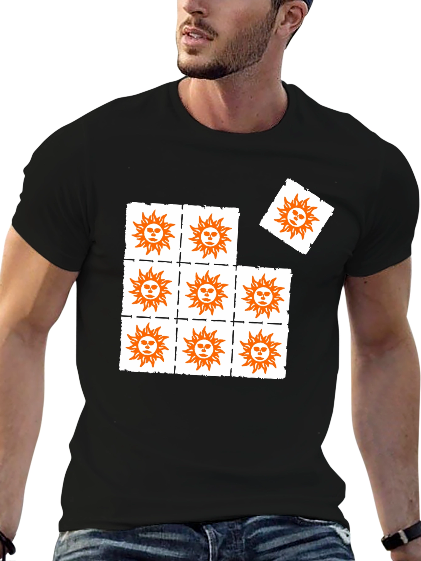 Sun Graphic Print Black T-Shirt