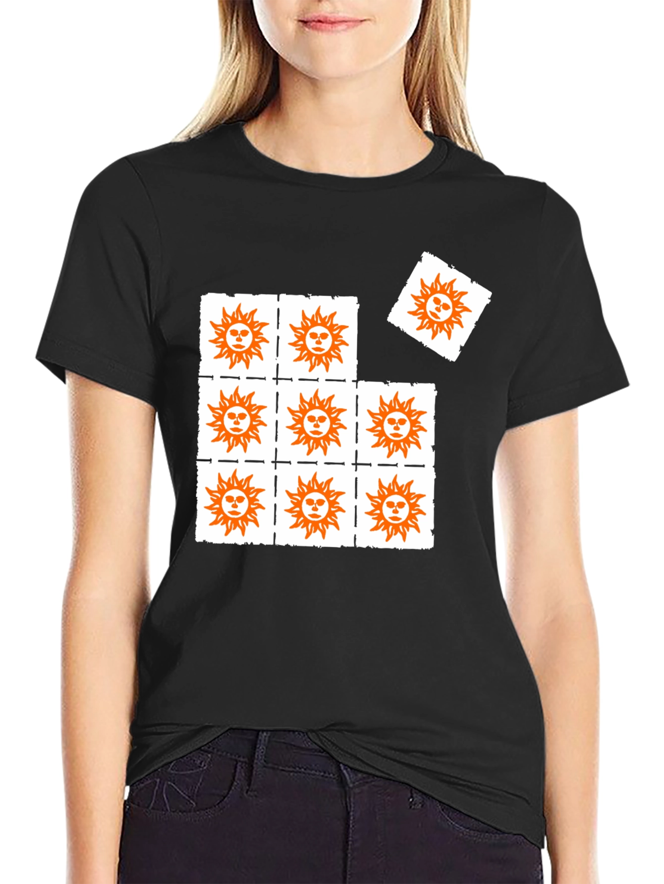Sun Graphic Print Black T-Shirt