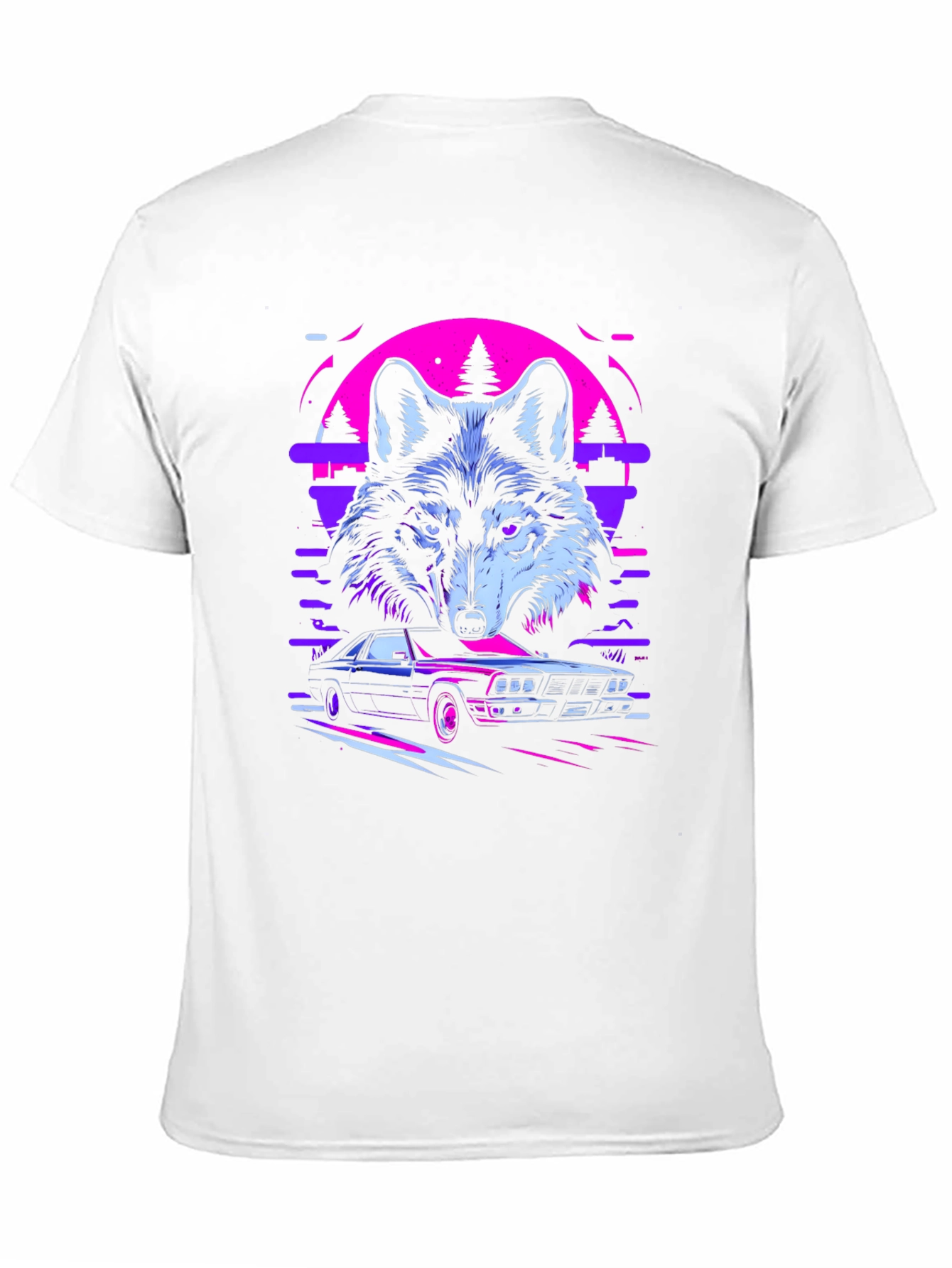 Wolf & Car Graphic Black T-Shirt