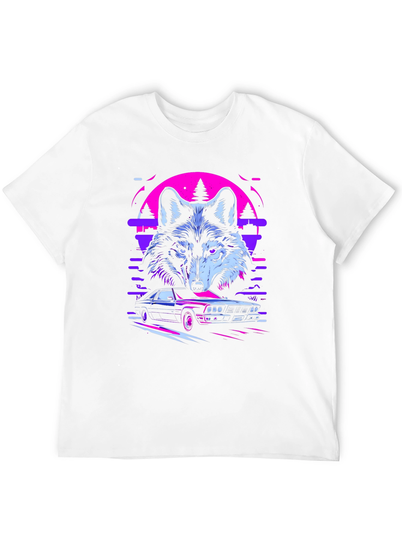 Wolf & Car Graphic Black T-Shirt