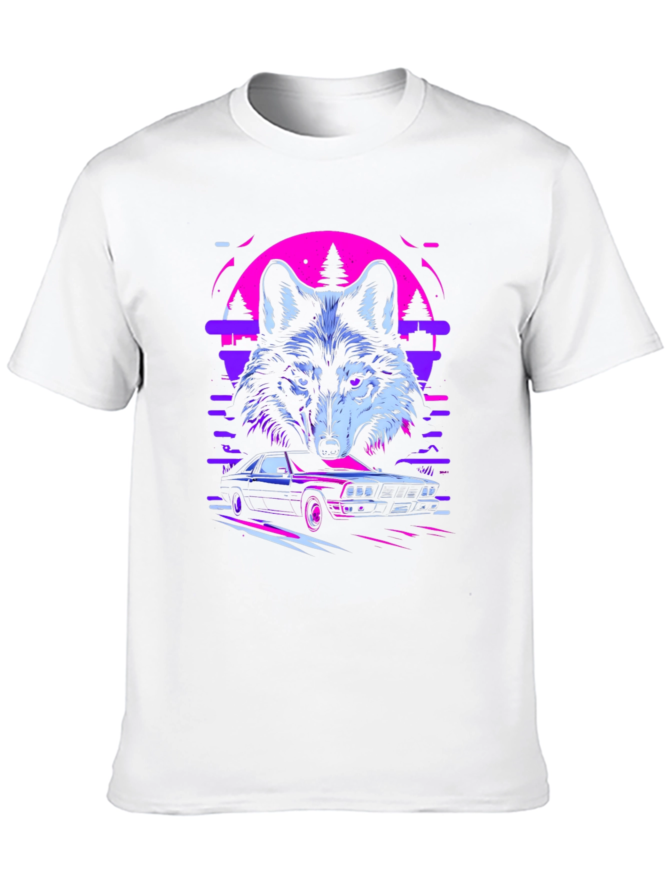 Wolf & Car Graphic Black T-Shirt