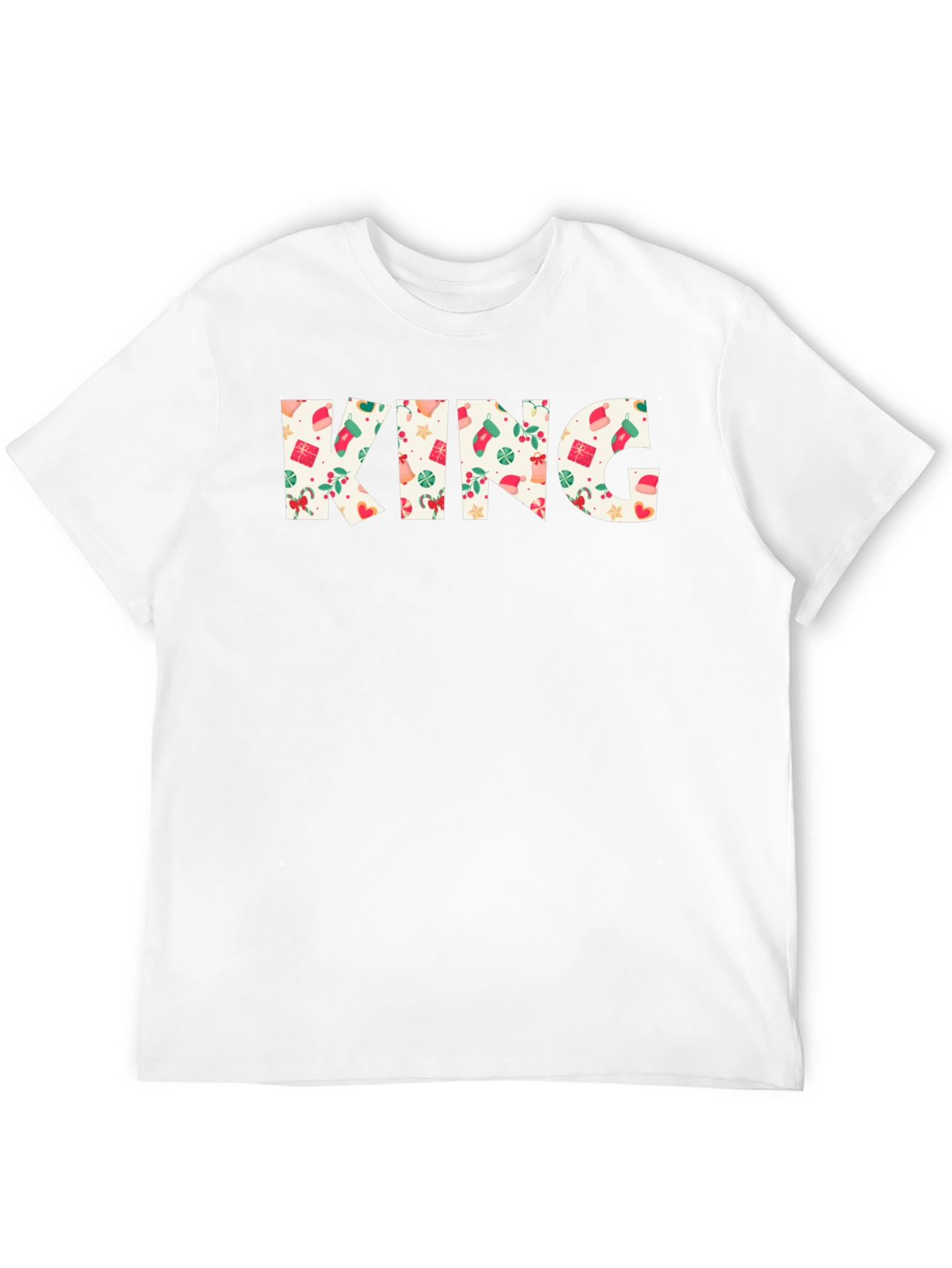 Festive King Christmas Pattern Black T-Shirt