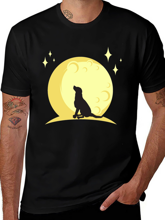 Dog Howling at Moon Graphic T-Shirt