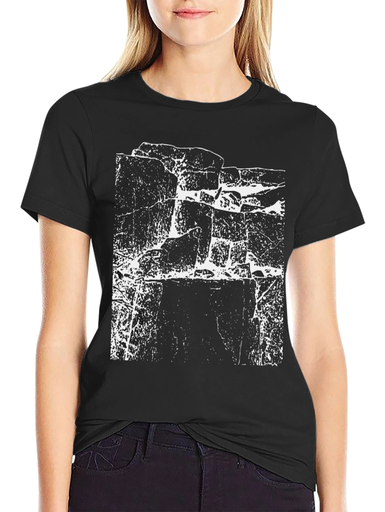 Grunge Rock Face Graphic Black T-Shirt