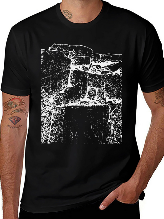 Grunge Rock Face Graphic Black T-Shirt