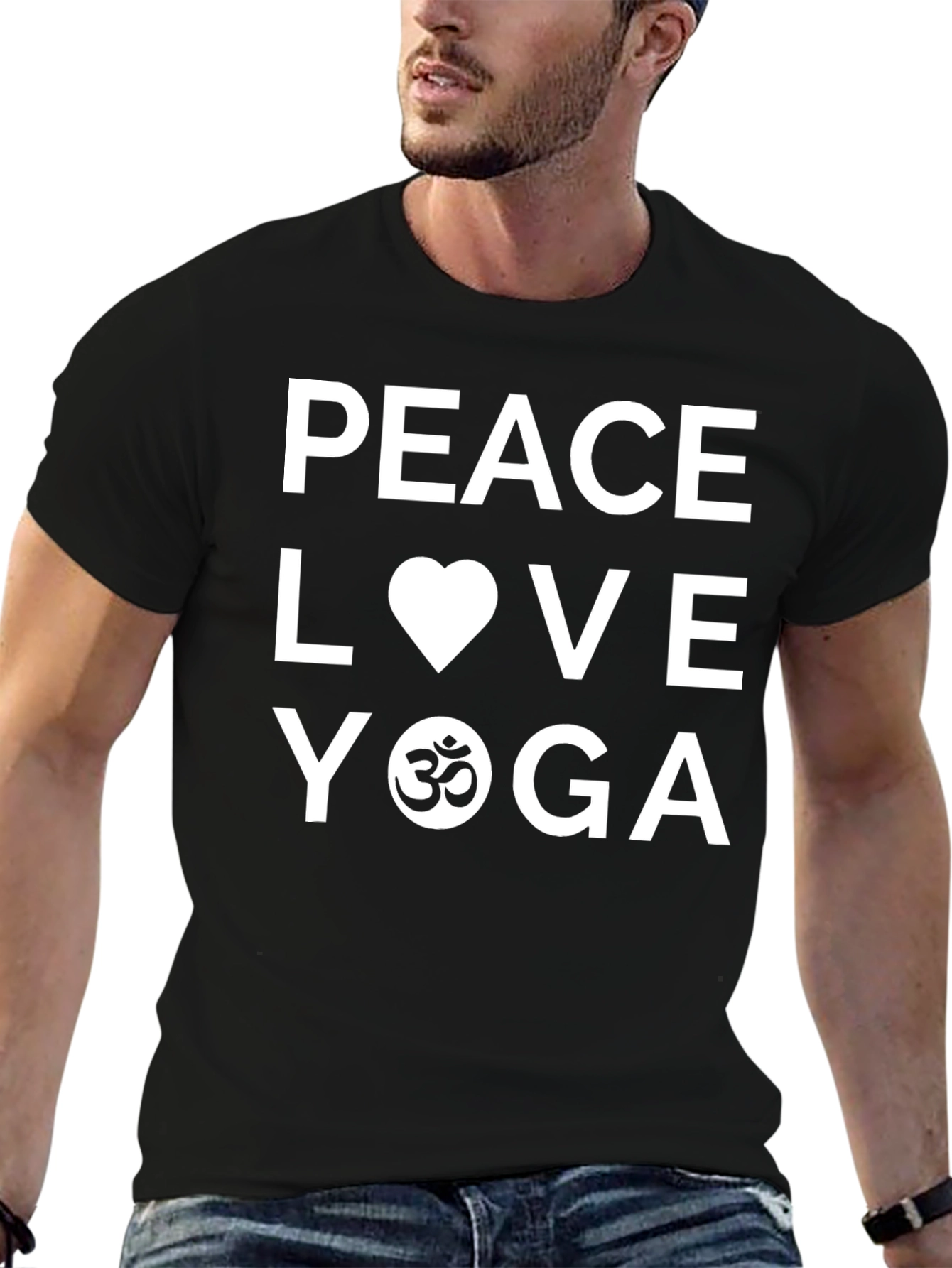 Peace Love Yoga Graphic T-Shirt - Black