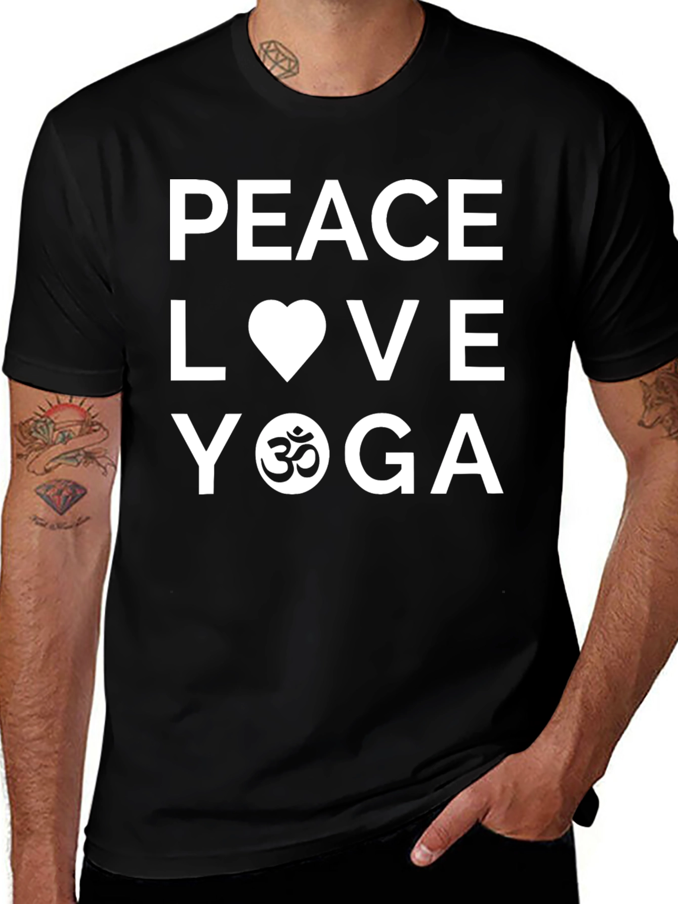 Peace Love Yoga Graphic T-Shirt - Black
