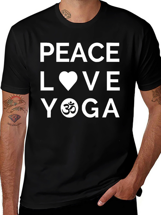 Peace Love Yoga Graphic T-Shirt - Black