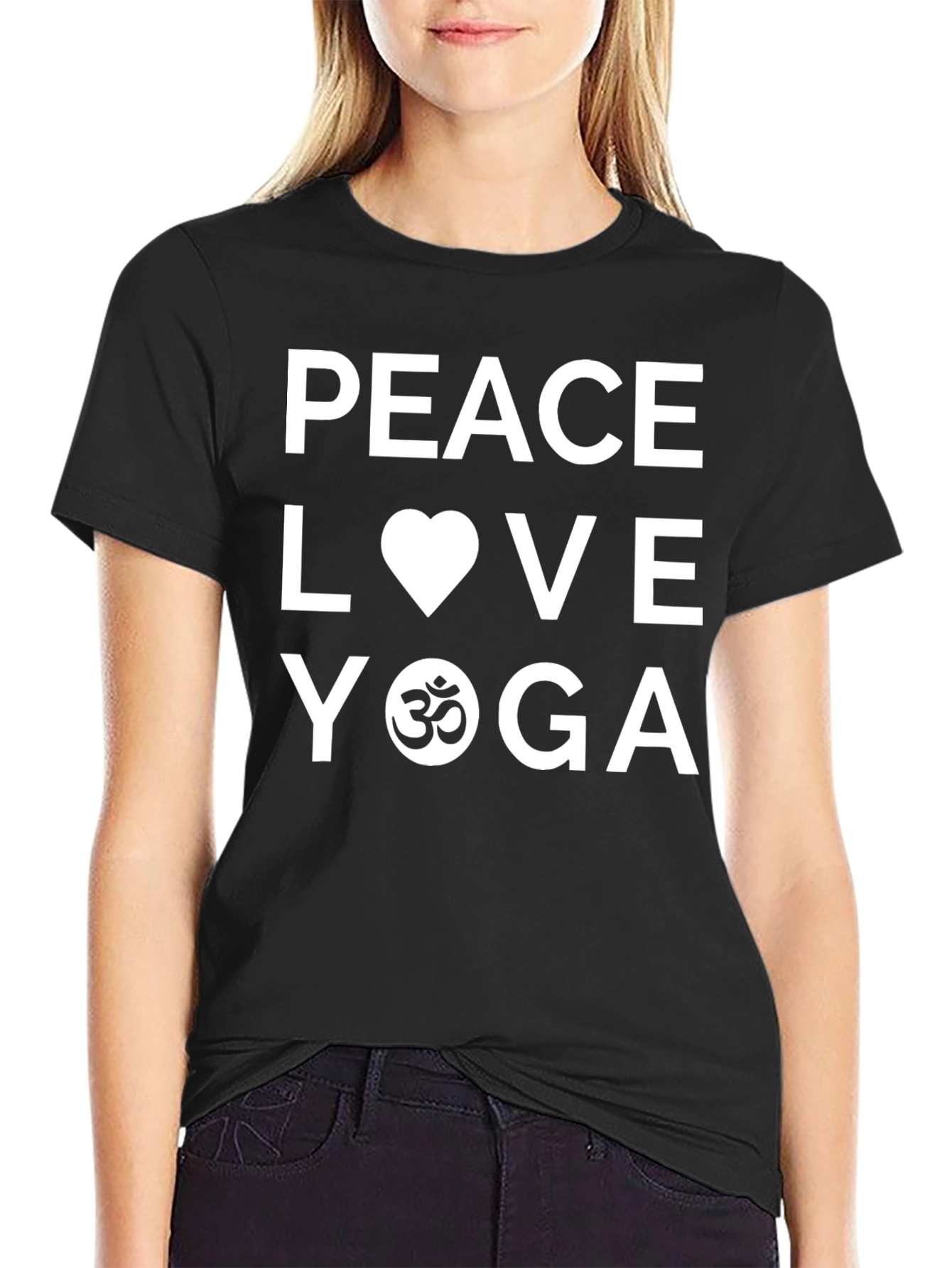 Peace Love Yoga Graphic T-Shirt - Black