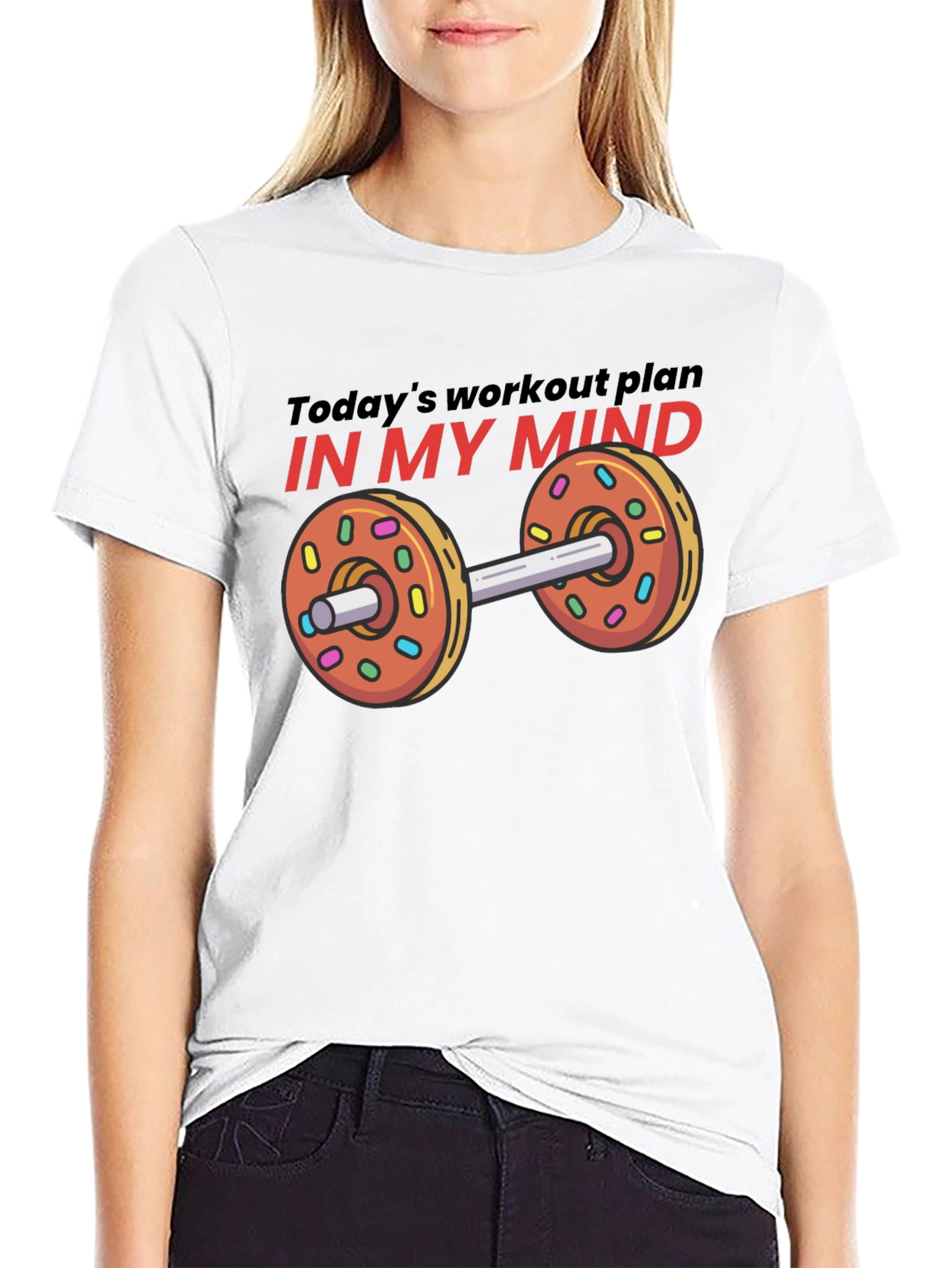 Funny Workout Plan Donut Dumbbell Graphic Tee