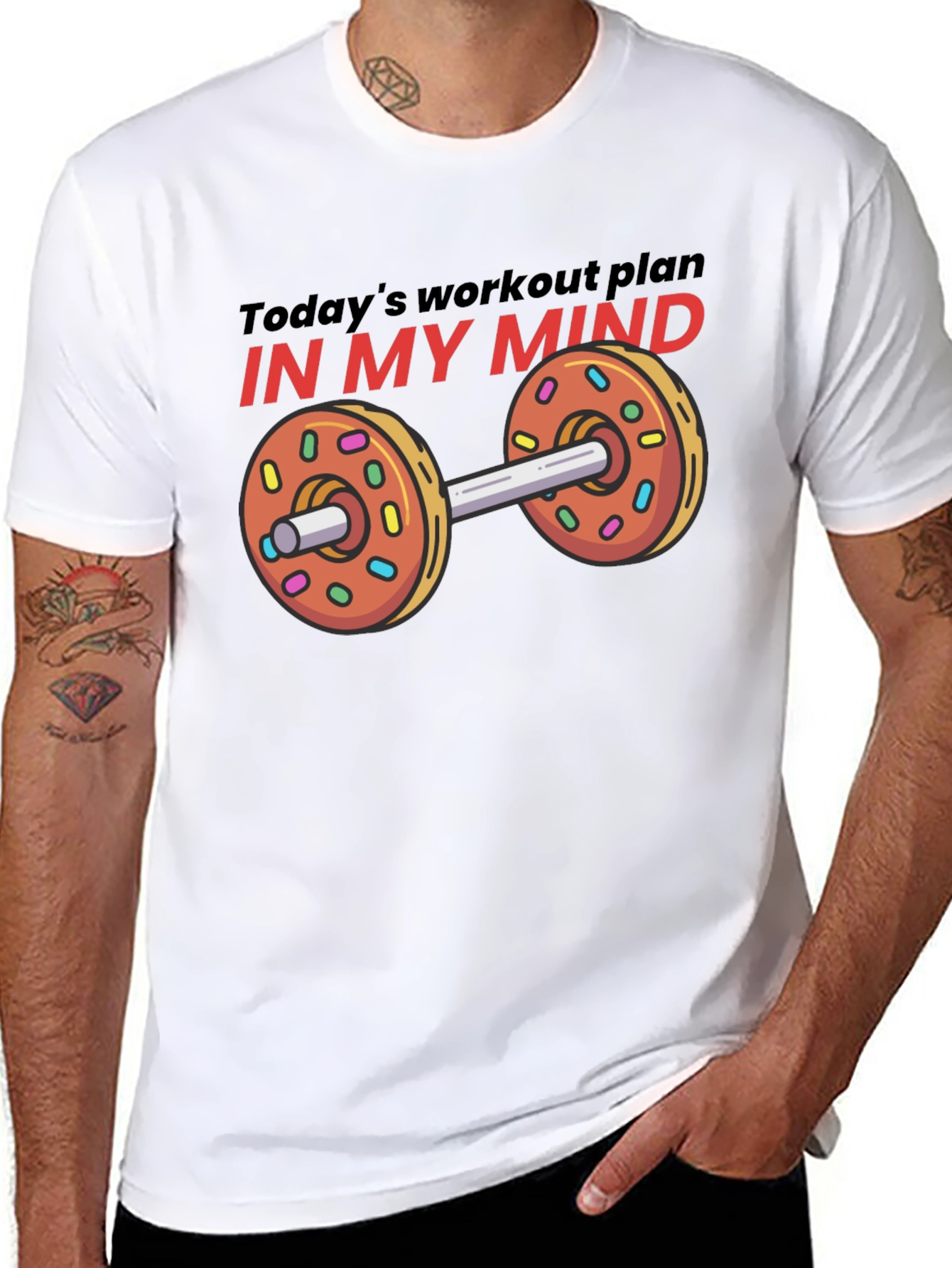 Funny Workout Plan Donut Dumbbell Graphic Tee