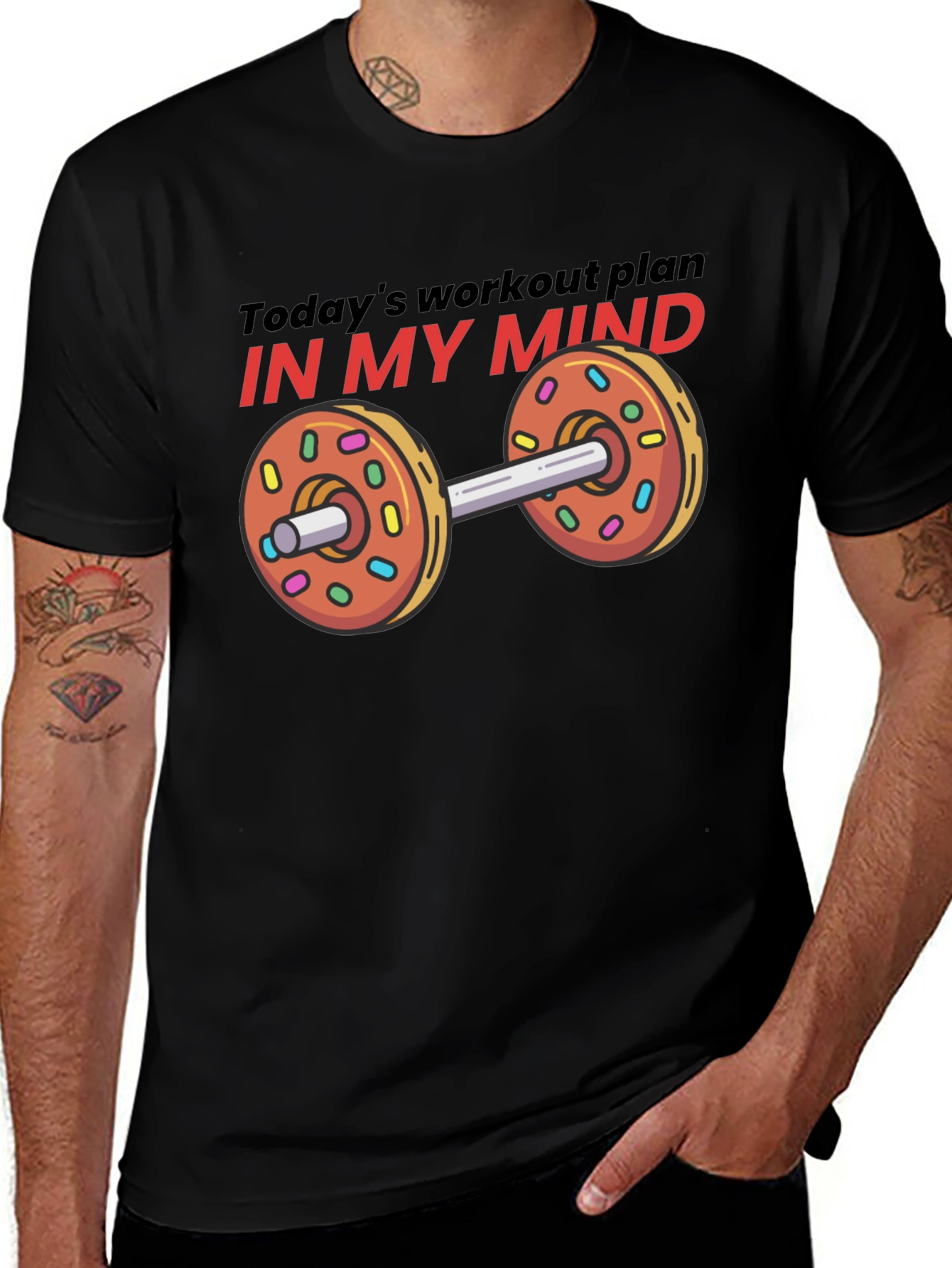 Funny Workout Plan Donut Dumbbell Graphic Tee
