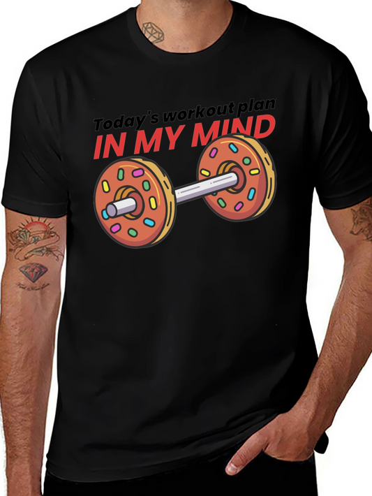 Funny Workout Plan Donut Dumbbell Graphic Tee