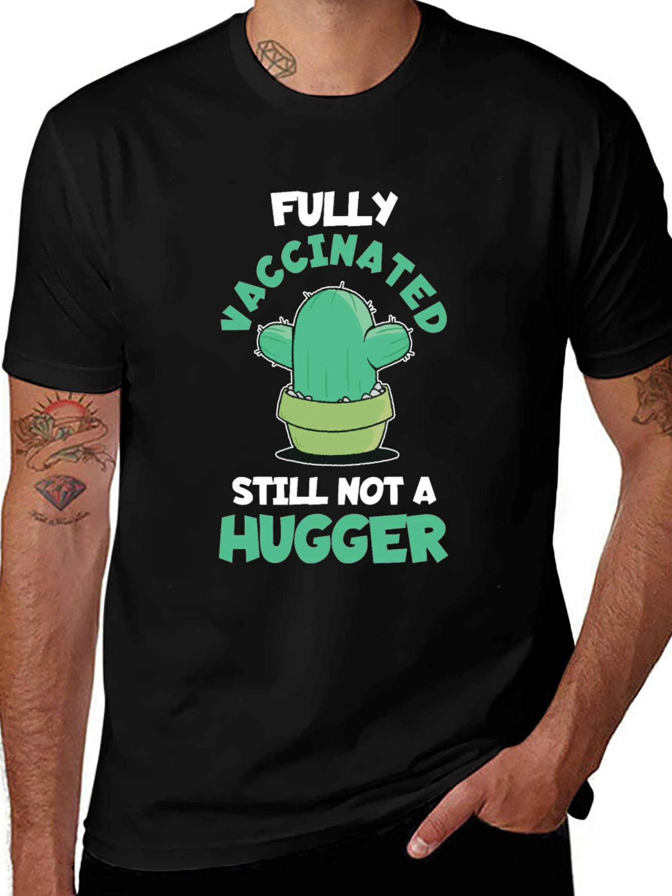 Funny Vaccinated Cactus Graphic Tee