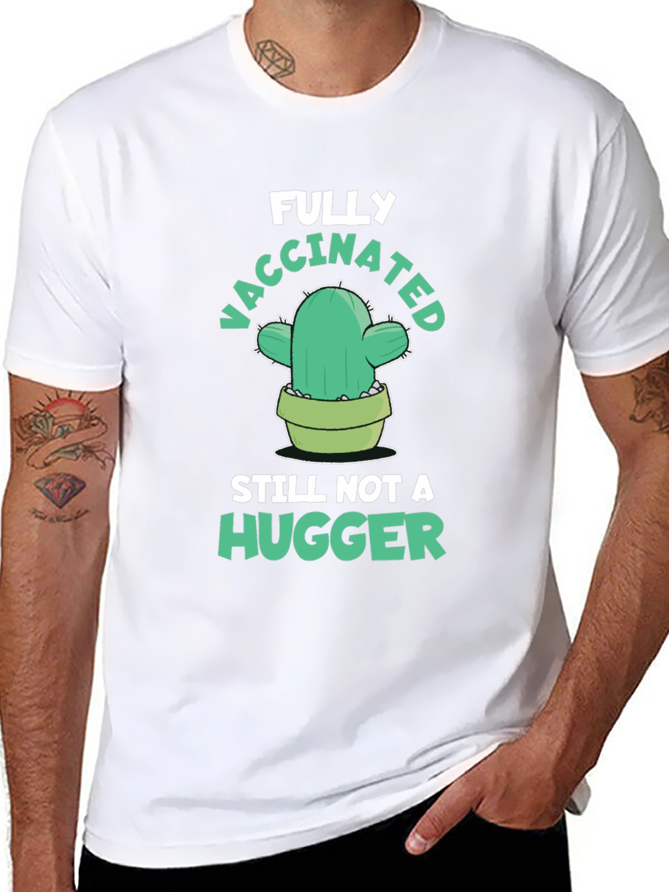 Funny Vaccinated Cactus Graphic Tee