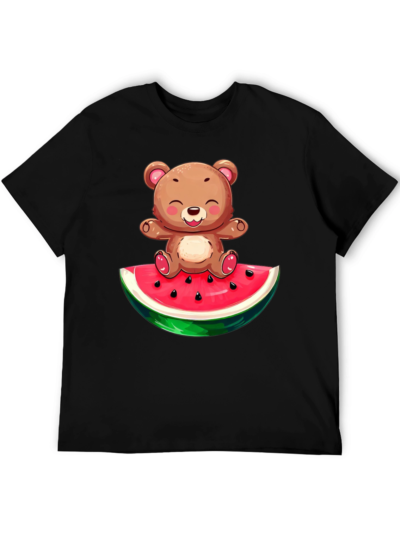 Cute Bear on Watermelon Graphic T-Shirt