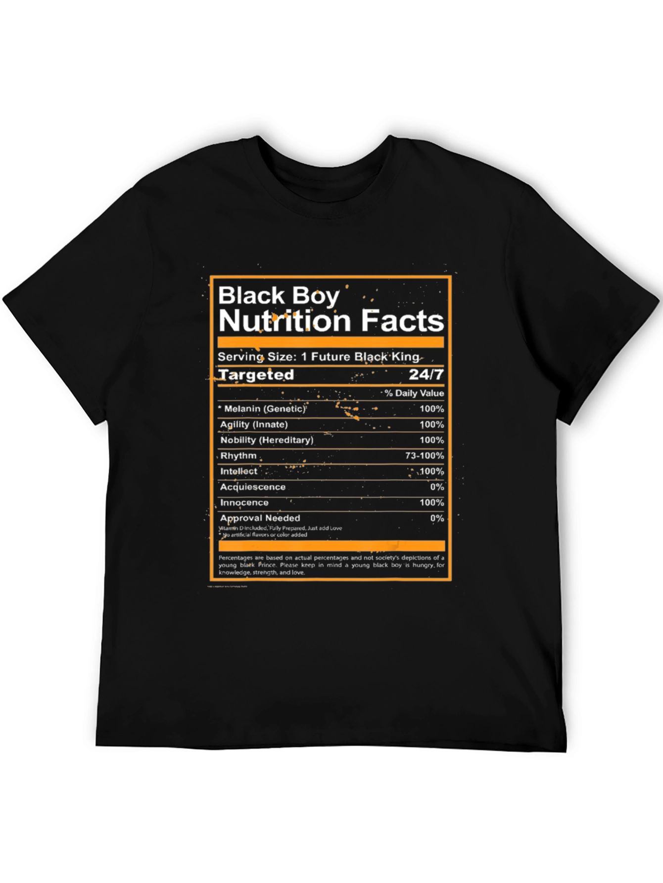 Black Boy Nutrition Facts Graphic Tee